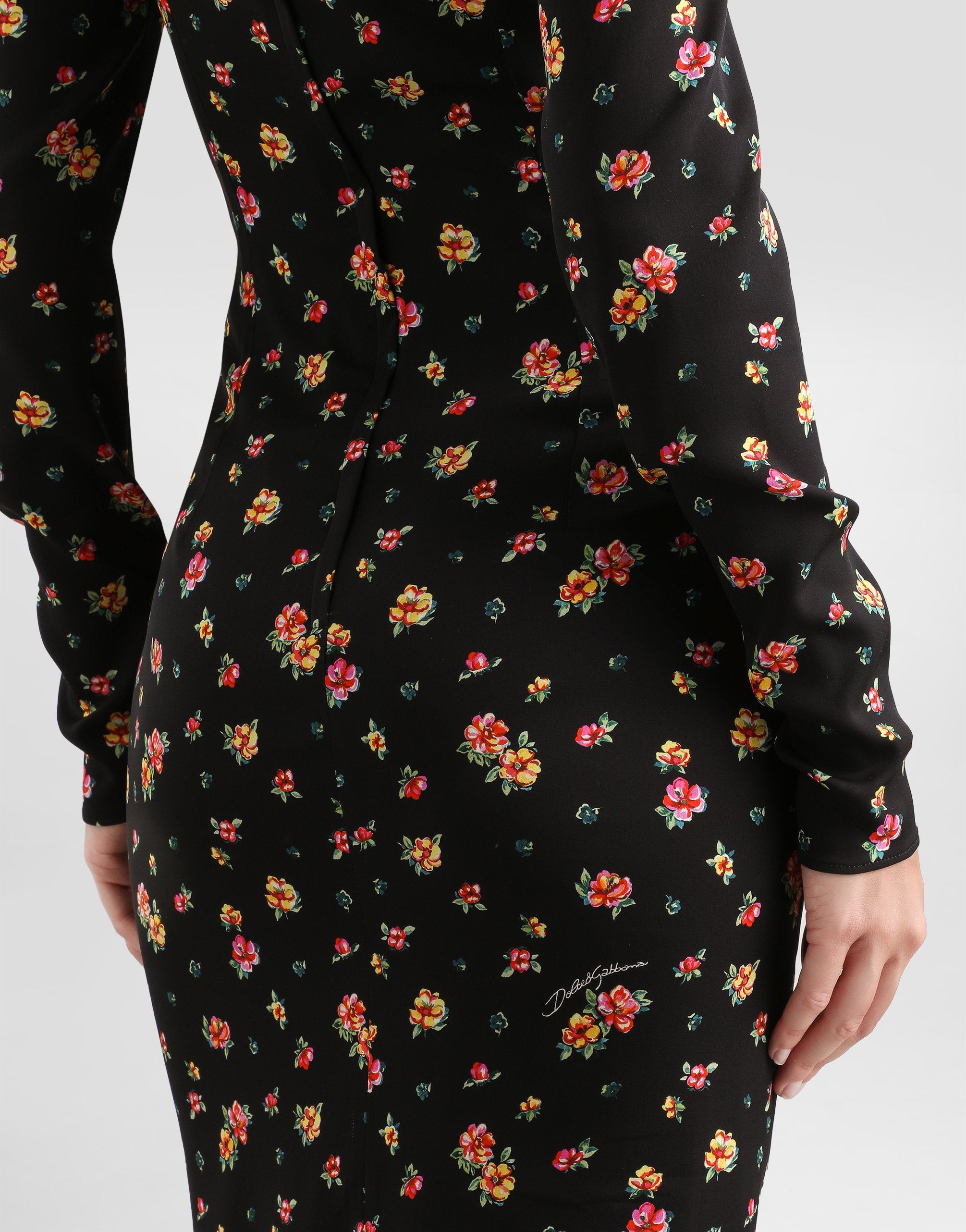 Small floral-print charmeuse dress