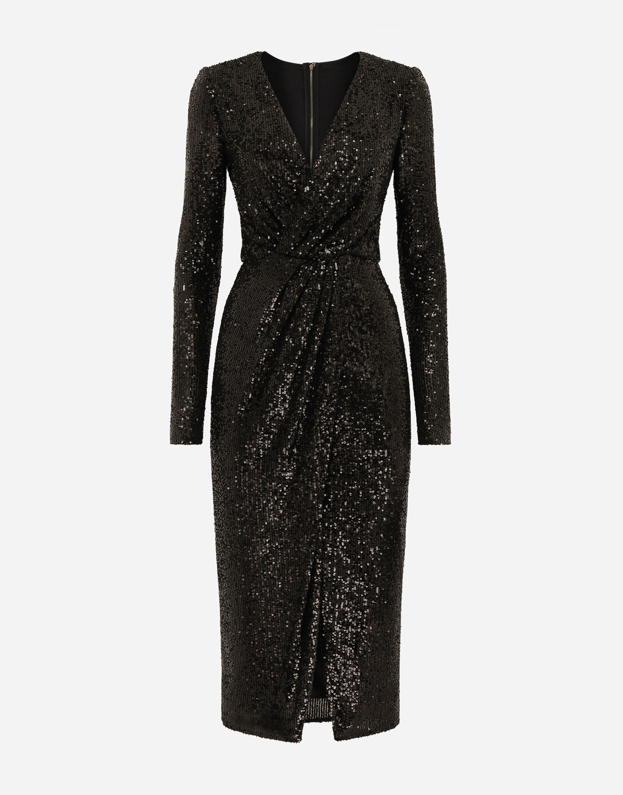Dolce & Gabbana Micro-sequined Calf-length Dress - Woman Dresses Black