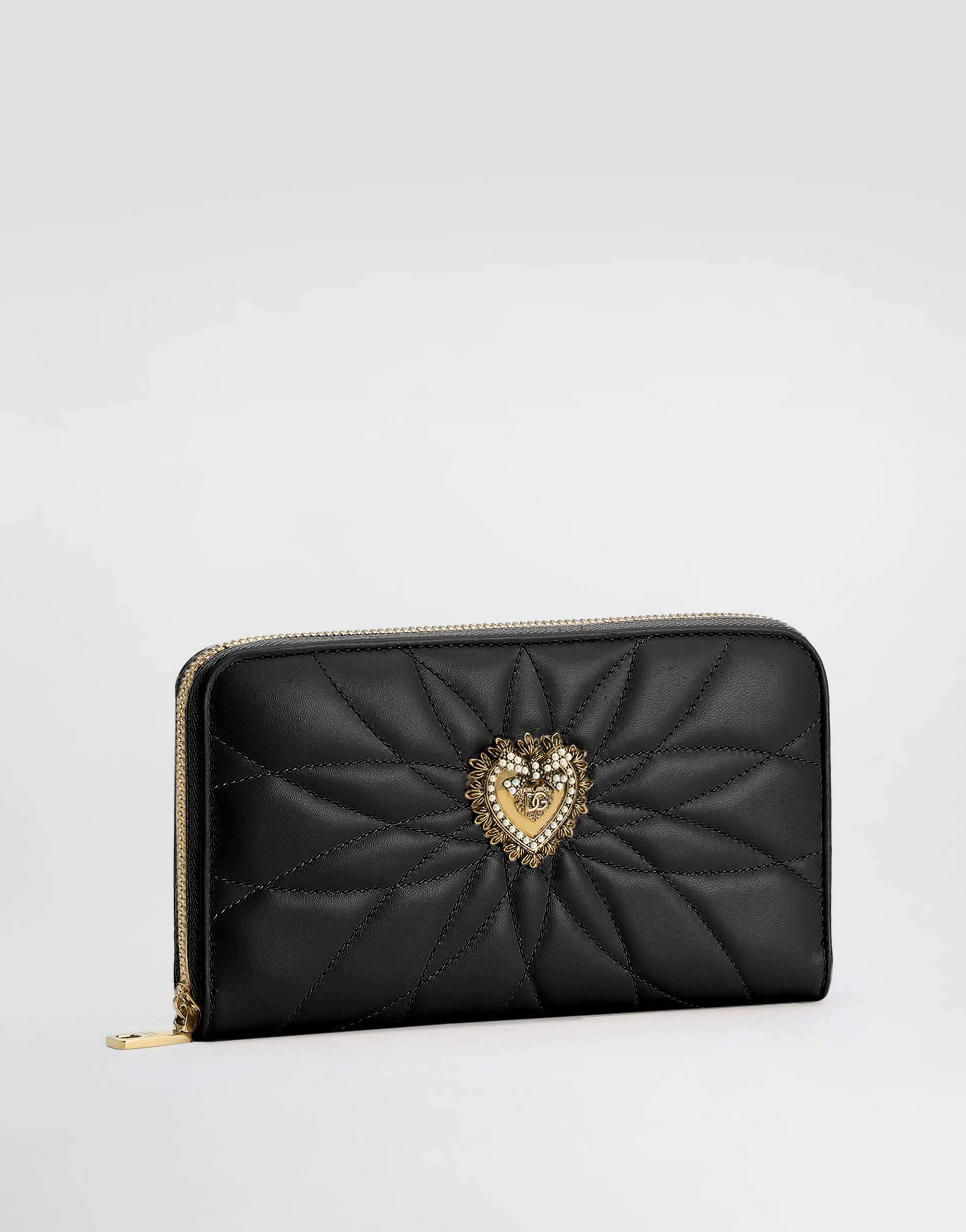 Shop Dolce & Gabbana Zip-around Devotion Wallet In Black