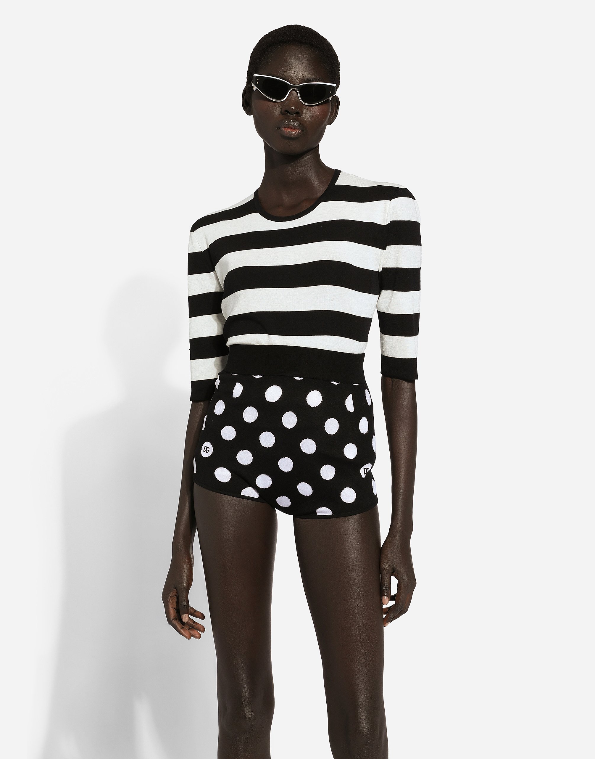 Dolce & Gabbana Crew-neck Striped Top In マルチカラー