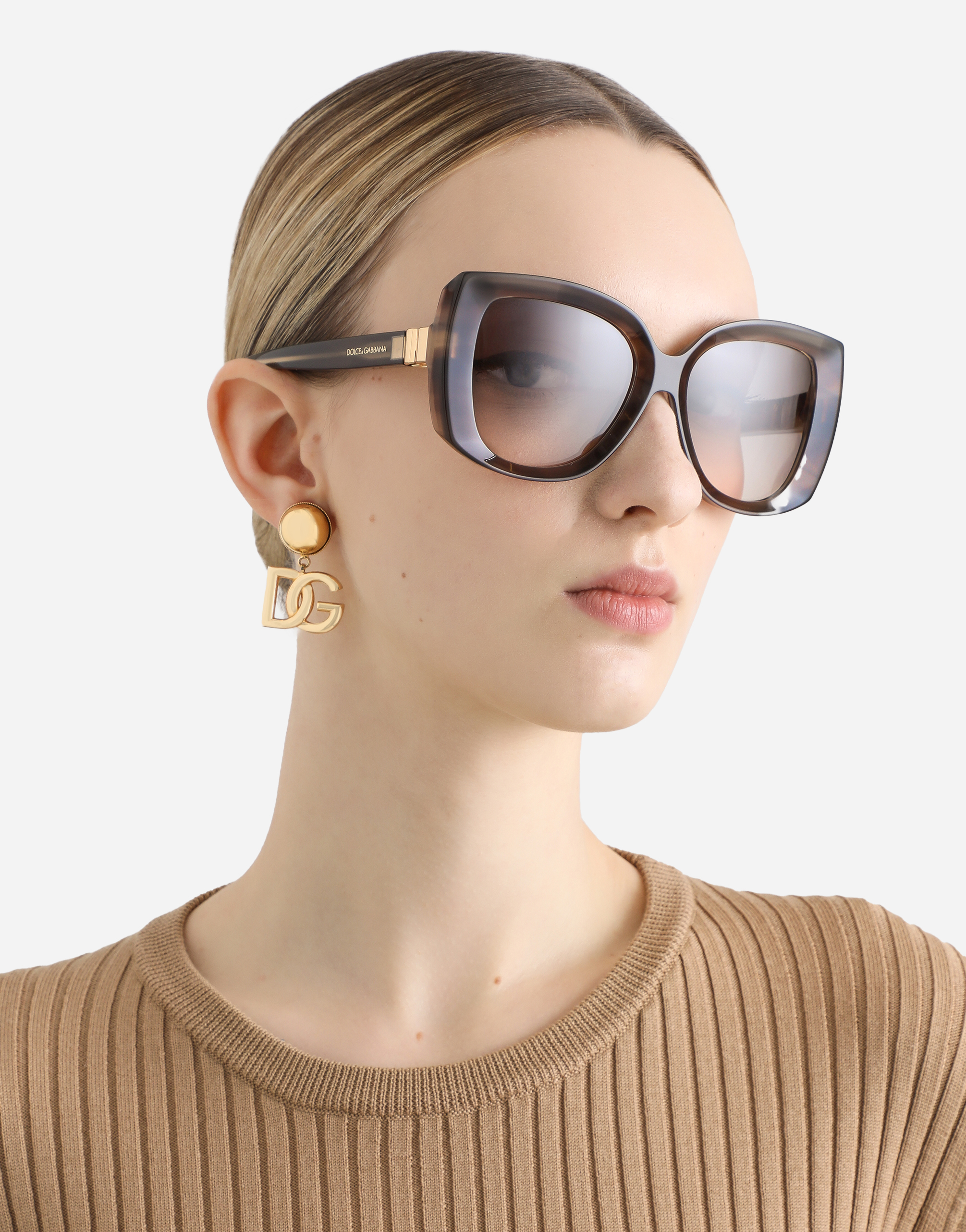 Dolce & Gabbana Dg Hinge Sunglasses In Striped Grey
