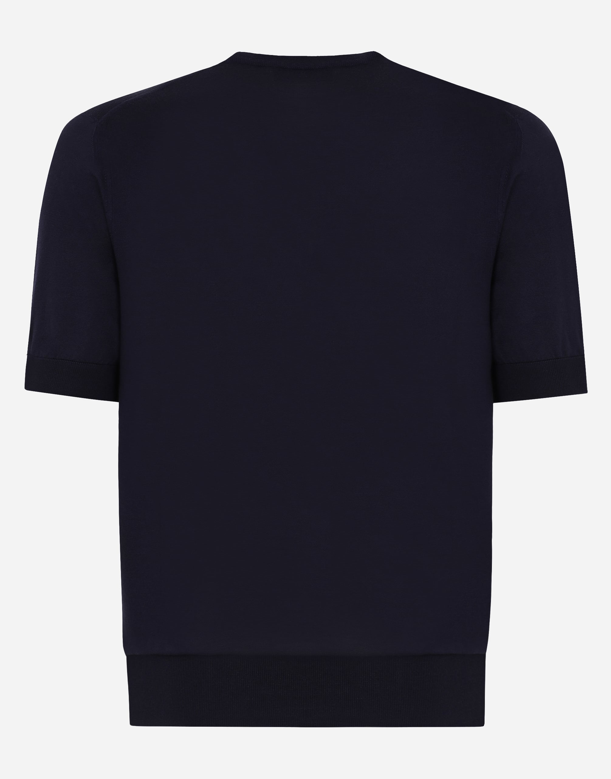  Dolce & Gabbana Rundhalspullover Aus Seide Dg-stickerei - Mann Strickwaren Blau 48 