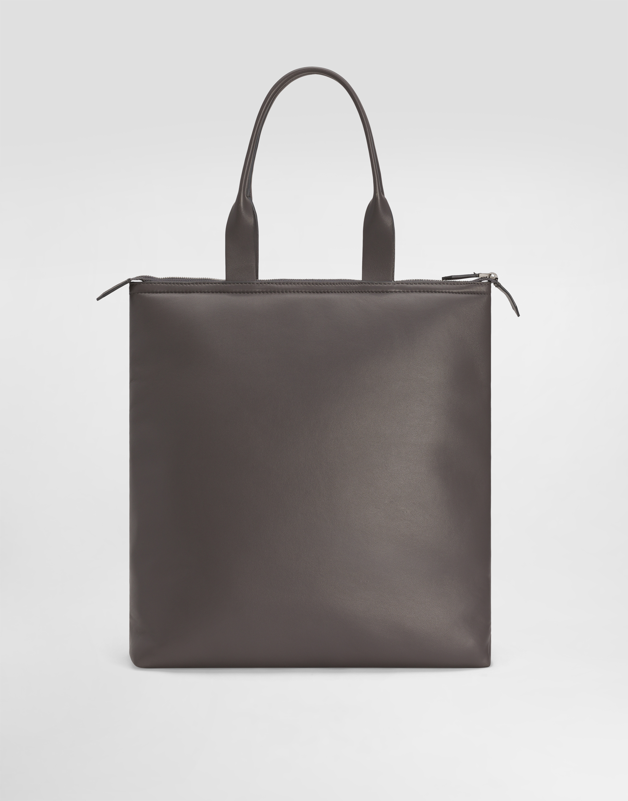 Dolce & Gabbana Calfskin Nappa Leather Shopper In Grey