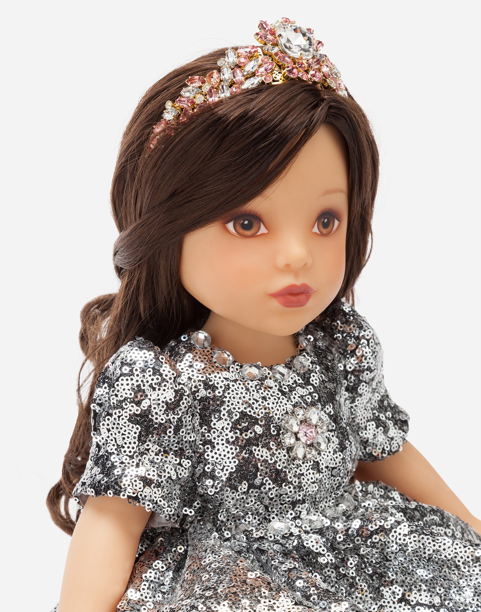 Shop Dolce & Gabbana Doll With Sequined Dress In Multi-colored