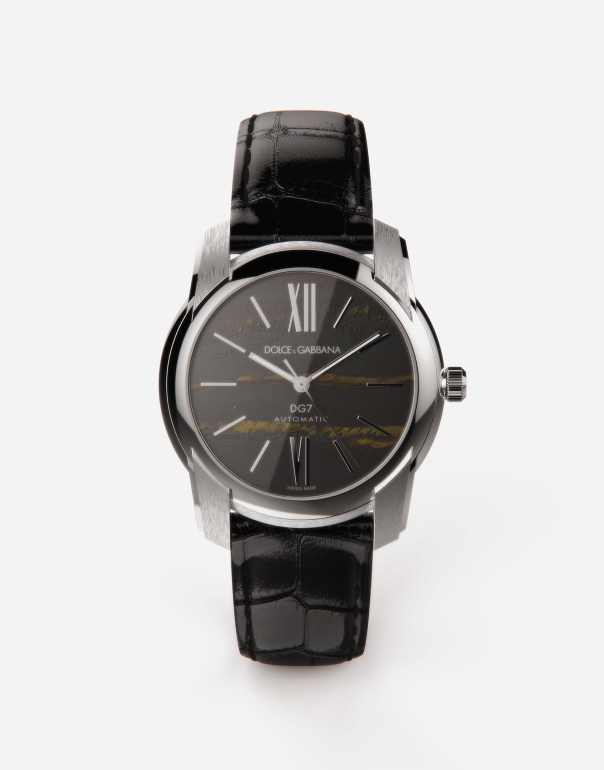 Dolce & Gabbana Steel And Tiger's Eye Watch In Black