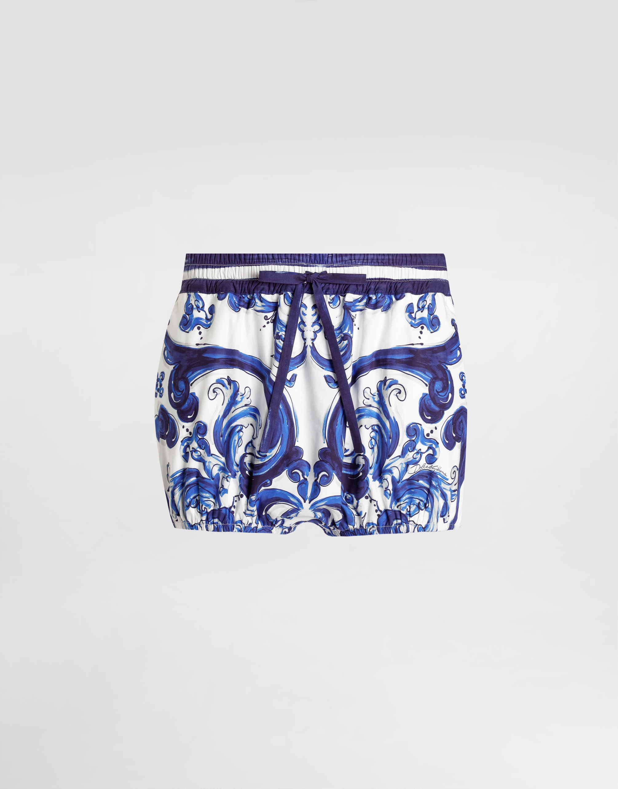 Majolica-print poplin shorts in Print for Women | Dolce&Gabbana®