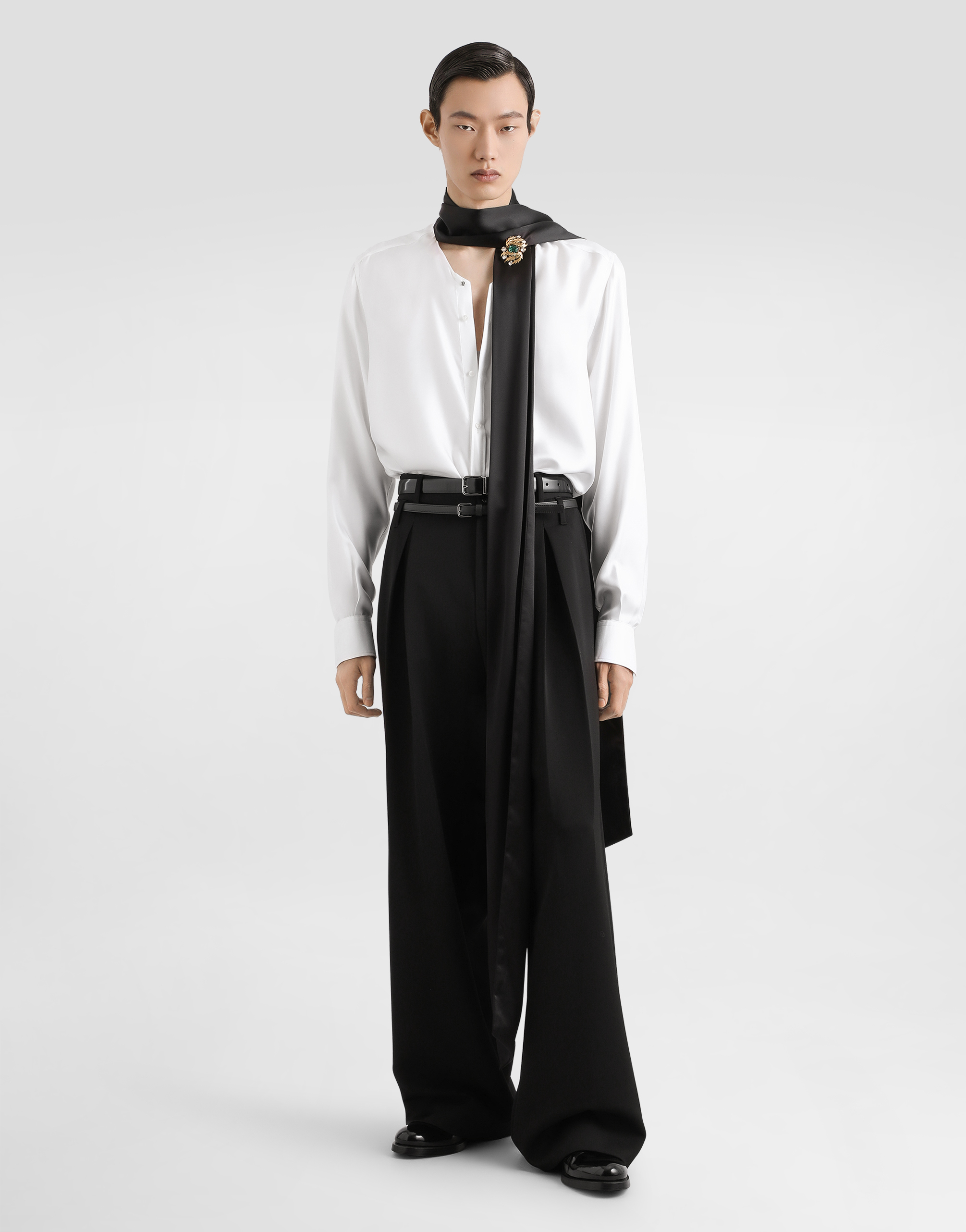 Dolce & Gabbana Wool Gabardine Trousers In Black