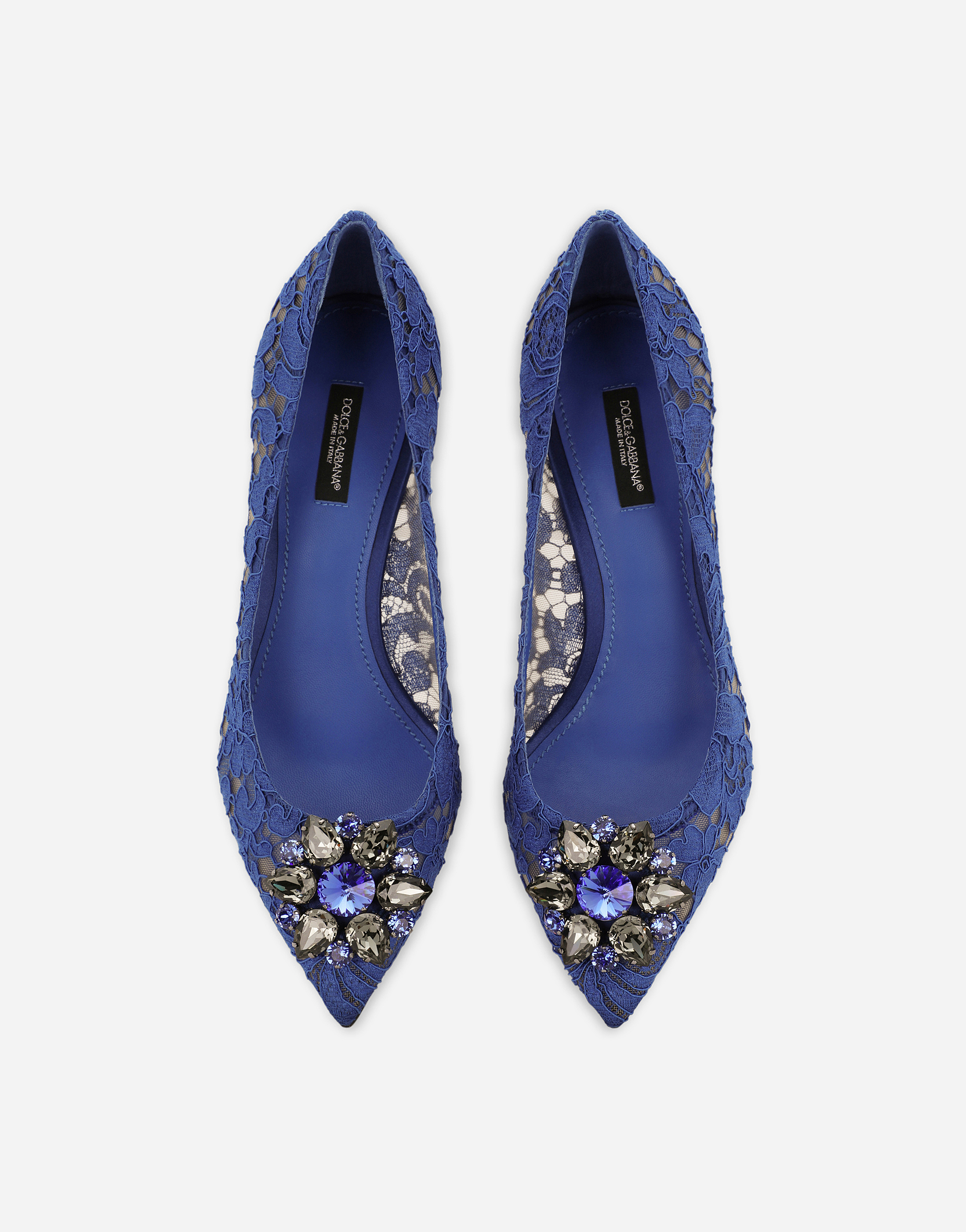 Shop Dolce & Gabbana Lace Rainbow Pumps With Brooch Detailing In Blue