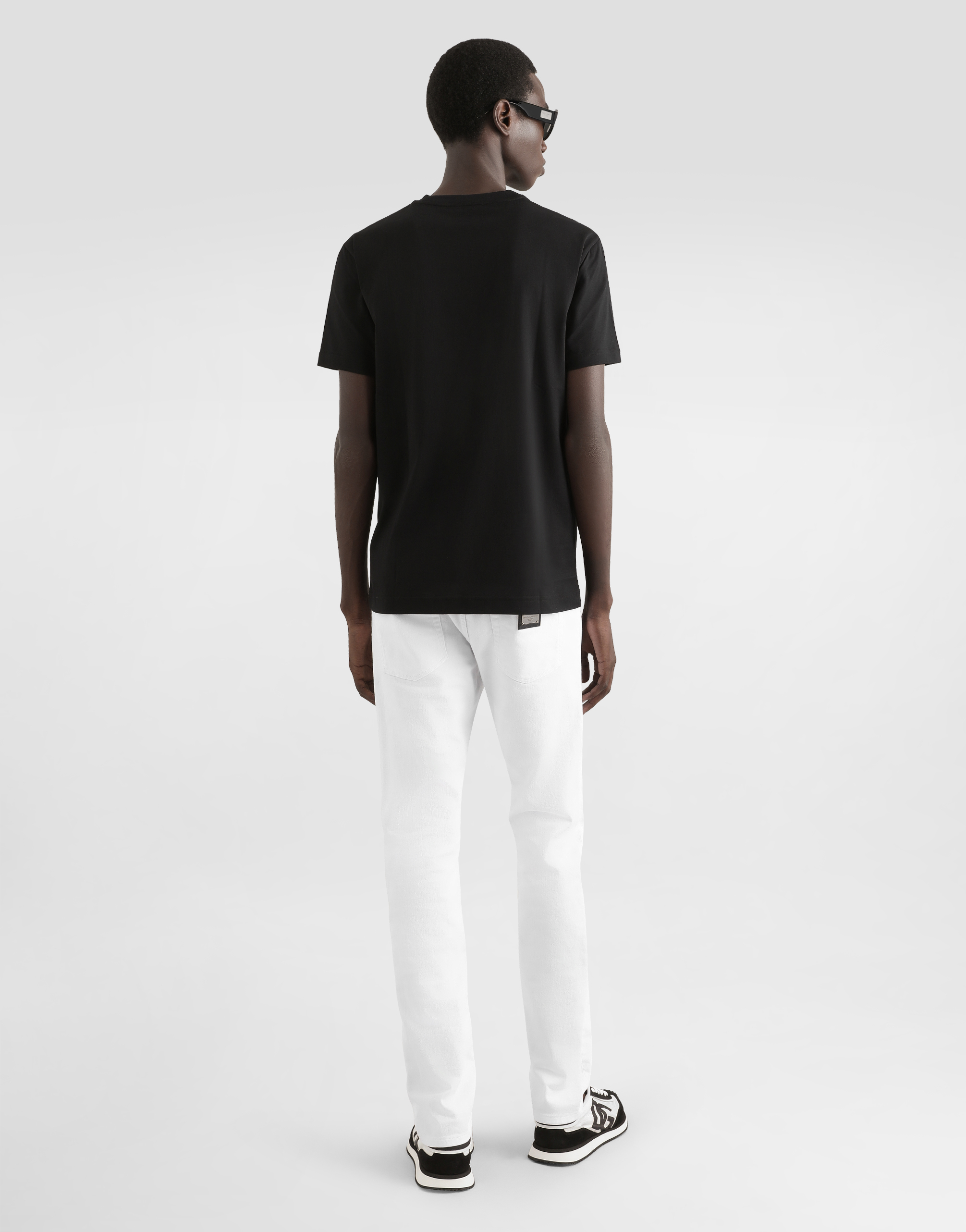 Dolce & Gabbana Jersey Round-neck T-shirt With Dg Milano Embroidery In Black