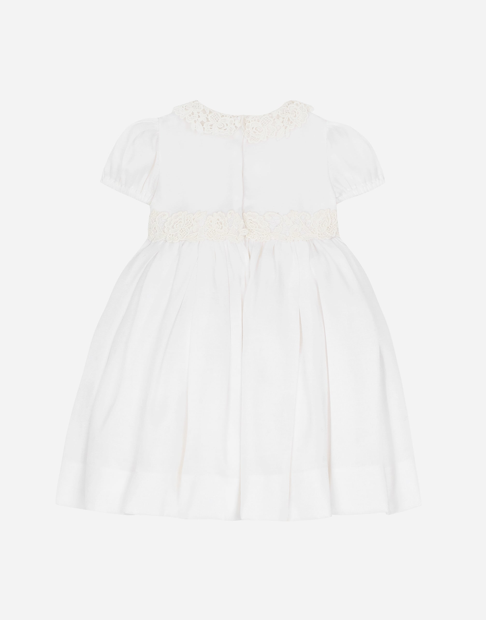  Dolce & Gabbana Dolce & Gabbana Empire-line Muslin Christening Dress With Short Sleeves - Man Dresses White Cotton 6 Months 