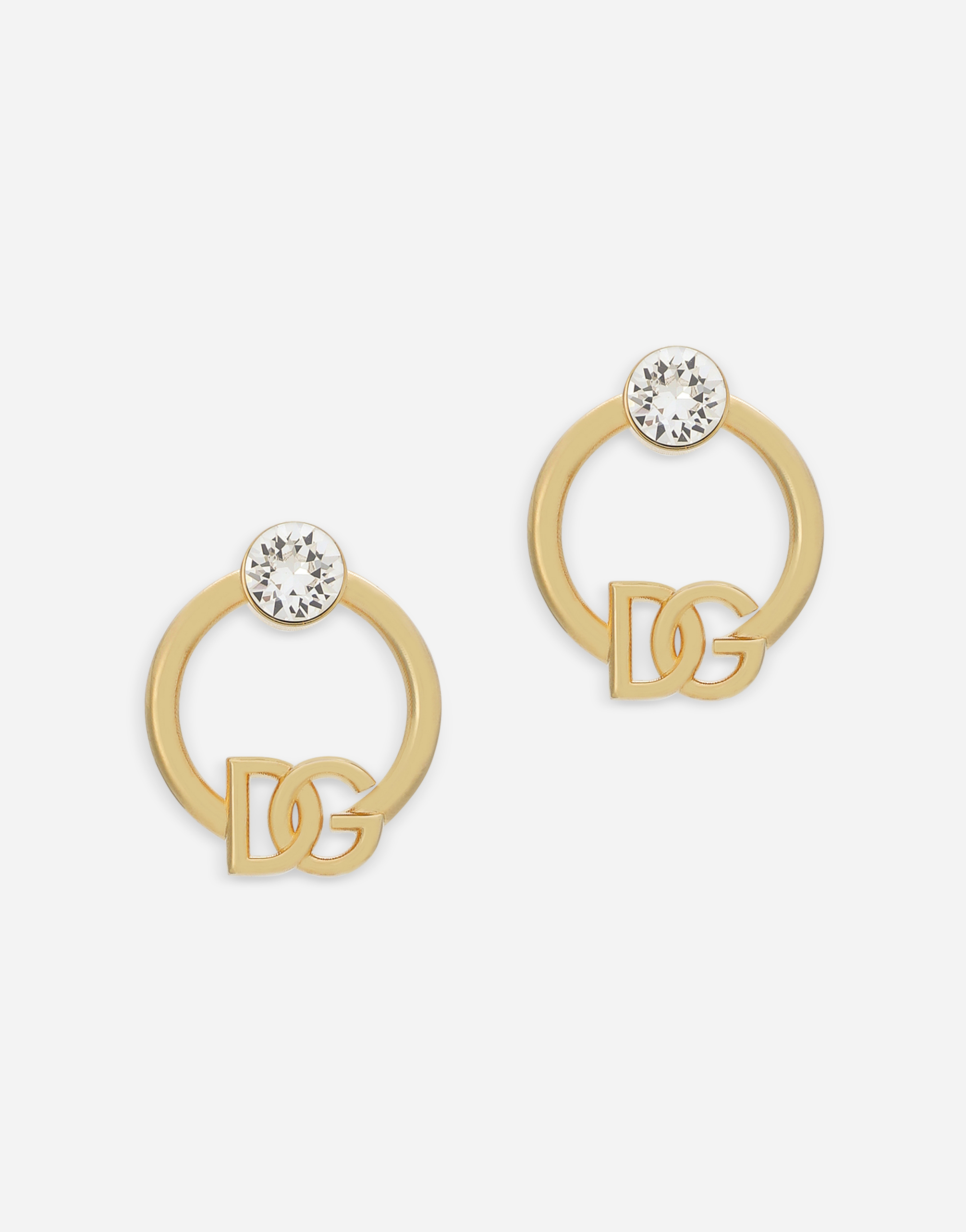 Hoop earrings with DG logo and rhinestones in Gold for Women 