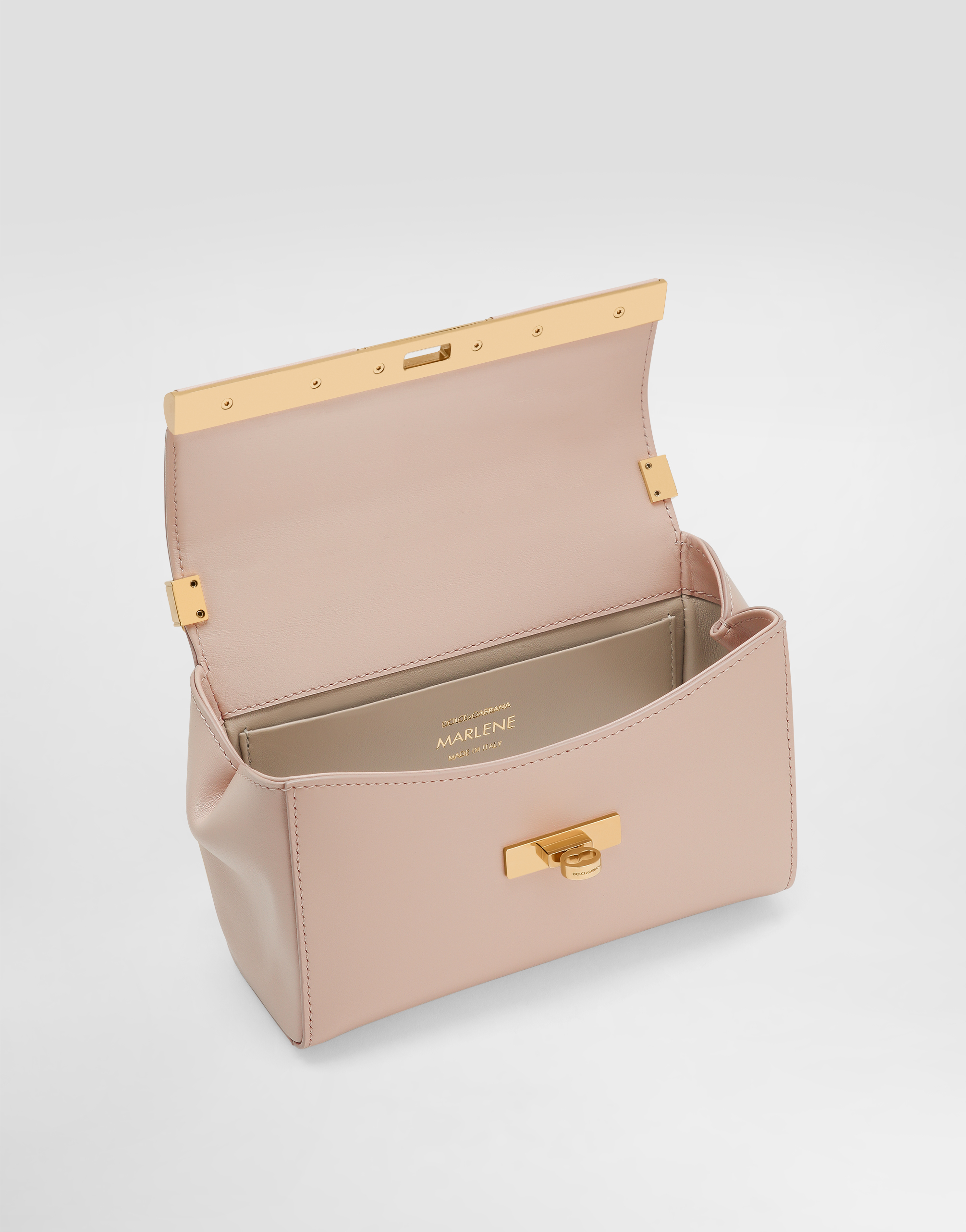 Dolce & Gabbana Small Marlene Satin Shoulder Bag In Dark Beige