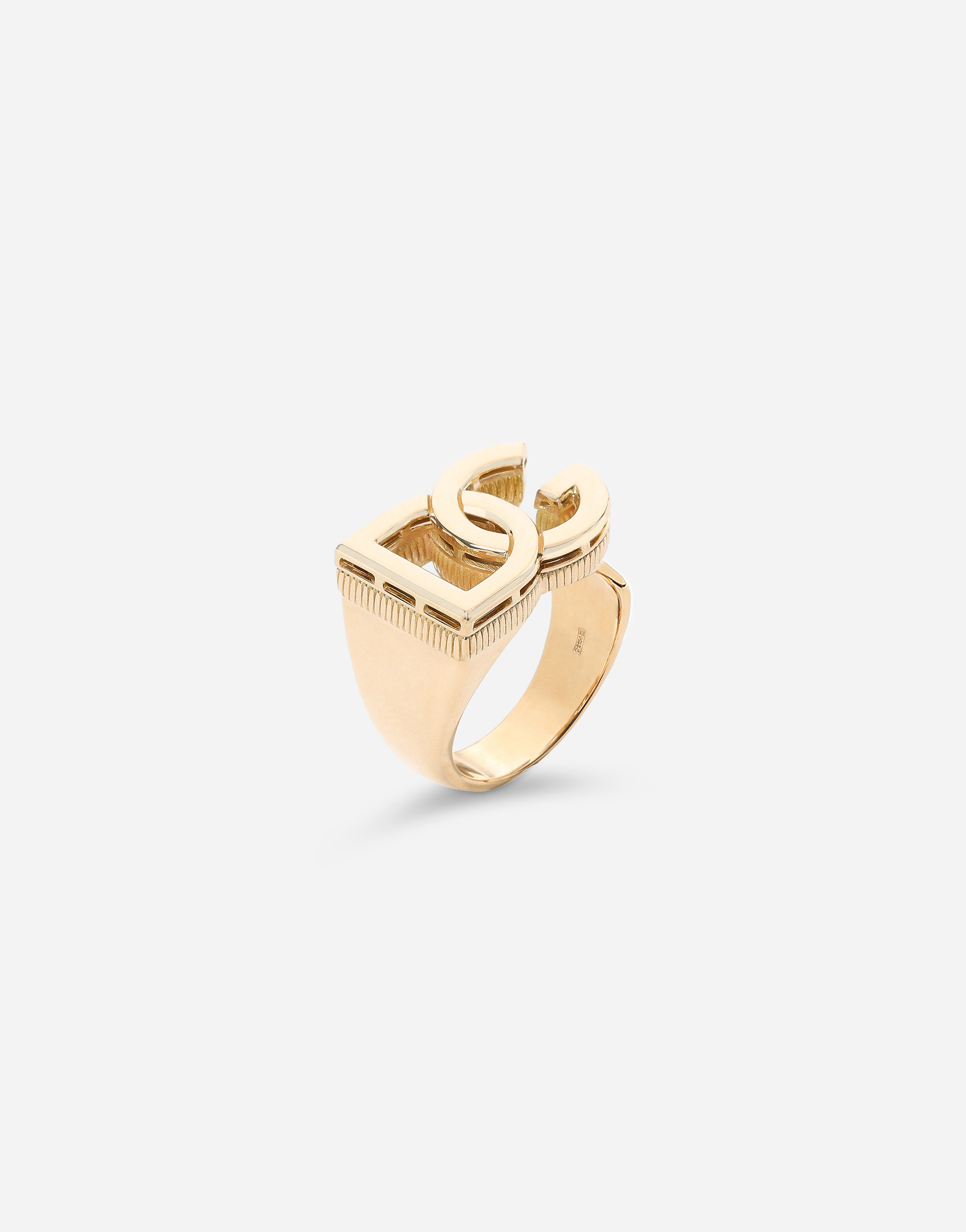 DOLCE & GABBANA LOGO RING IN YELLOW 18KT GOLD