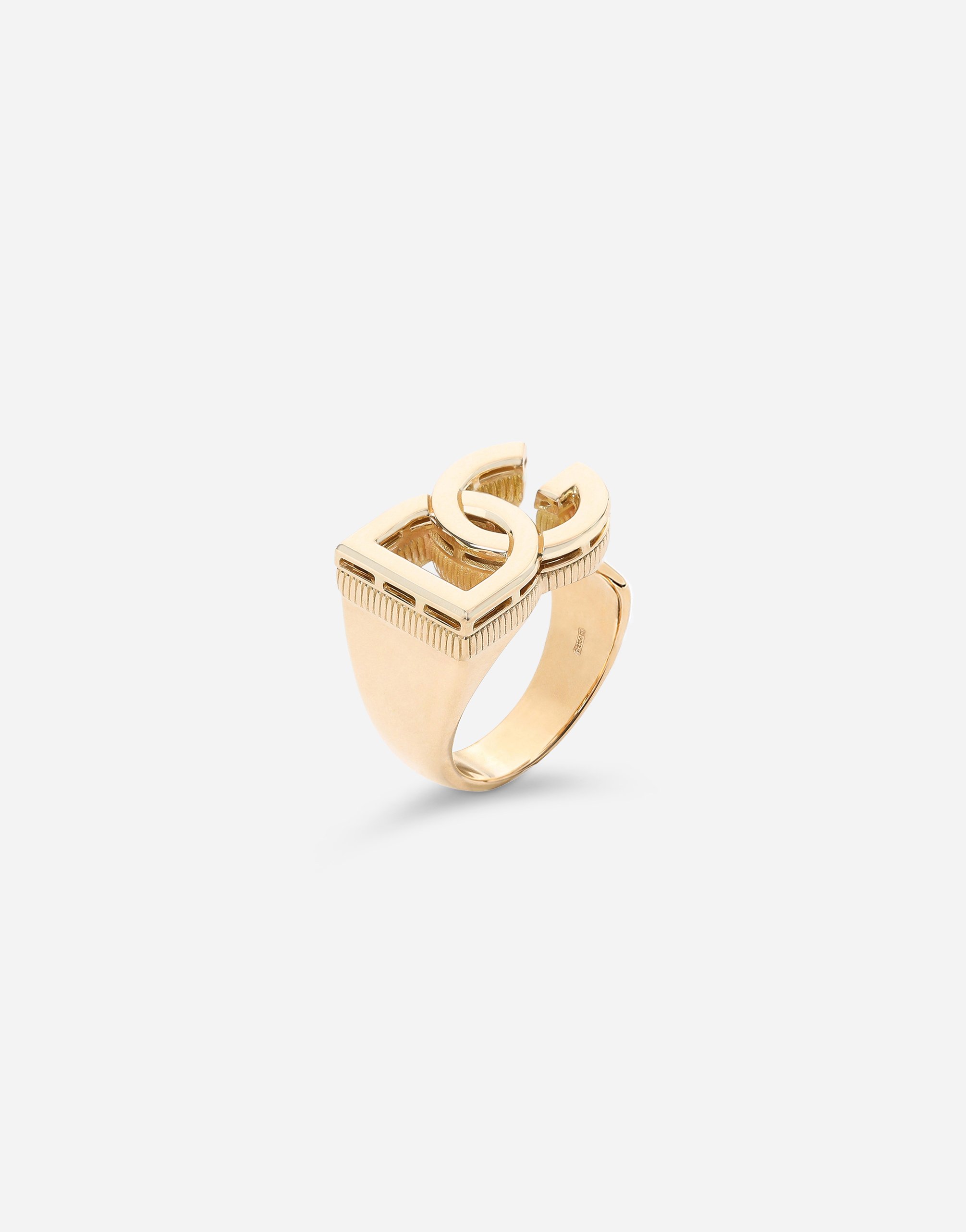 Shop Dolce & Gabbana Logo Ring In Yellow 18kt Gold In Yellow Gold
