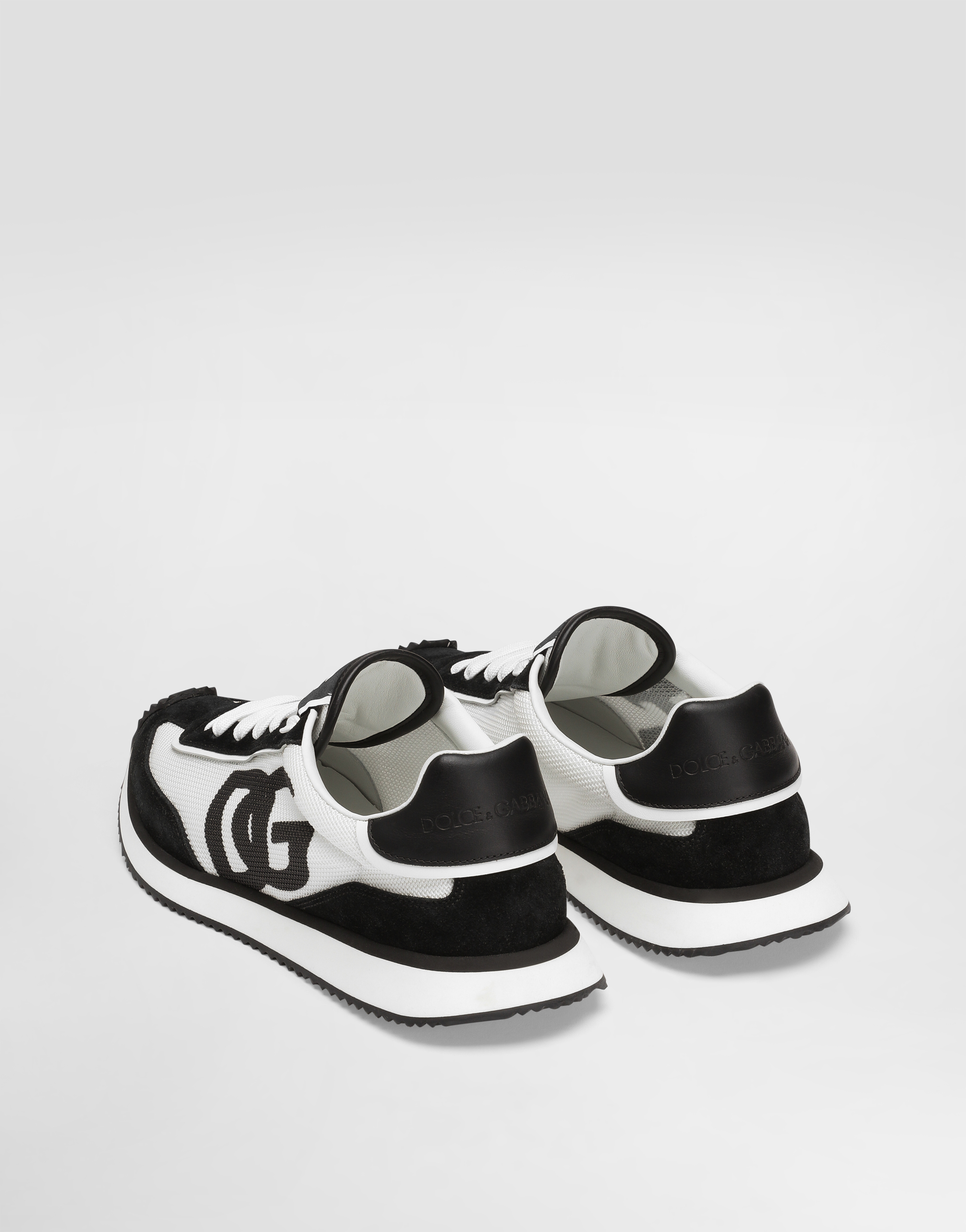 Dolce & Gabbana Multicolor Mesh And Split Leather Cushion Sneakers In Black