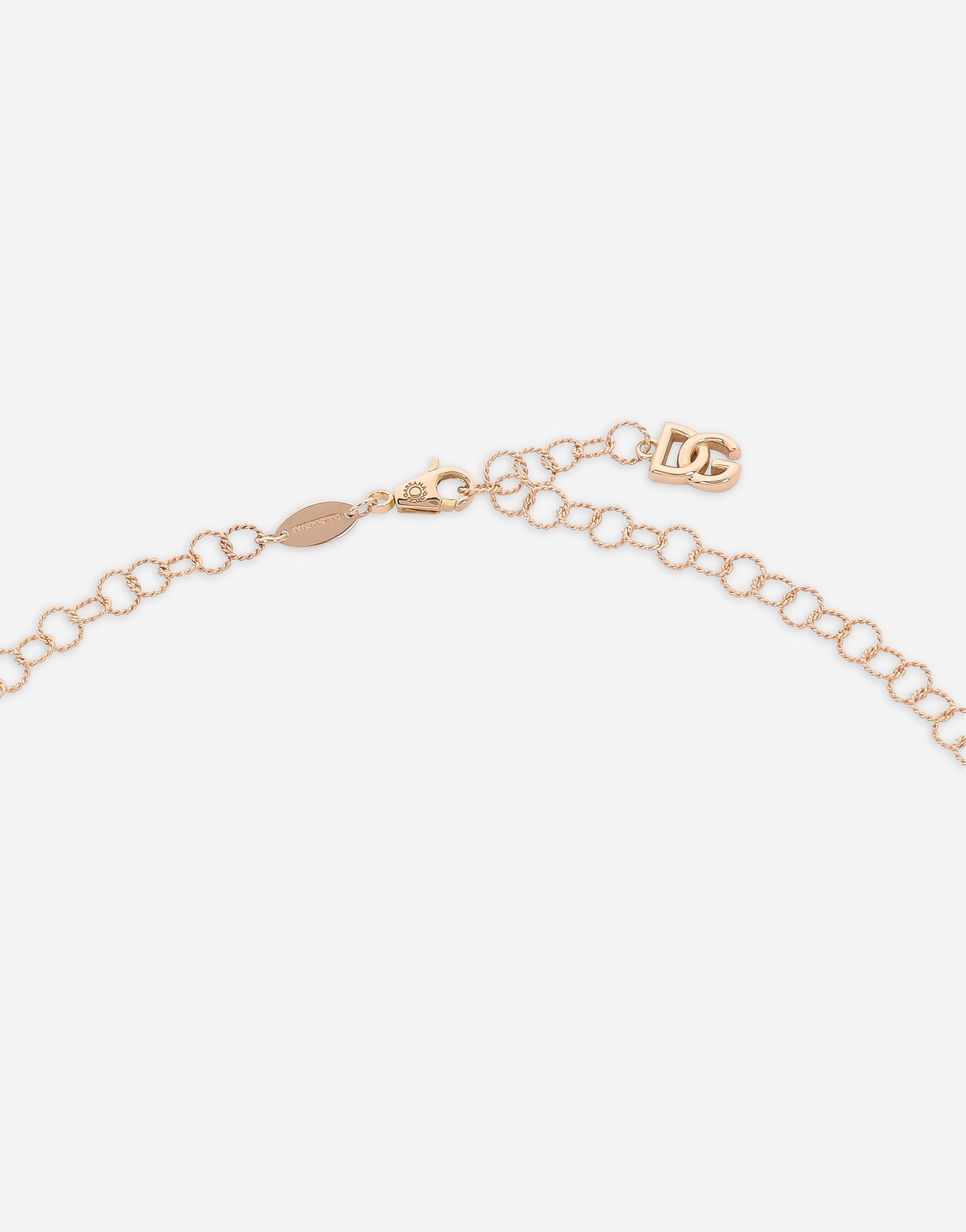 Shop Dolce & Gabbana Twisted Wire Chain Necklace In Red Gold 18kt