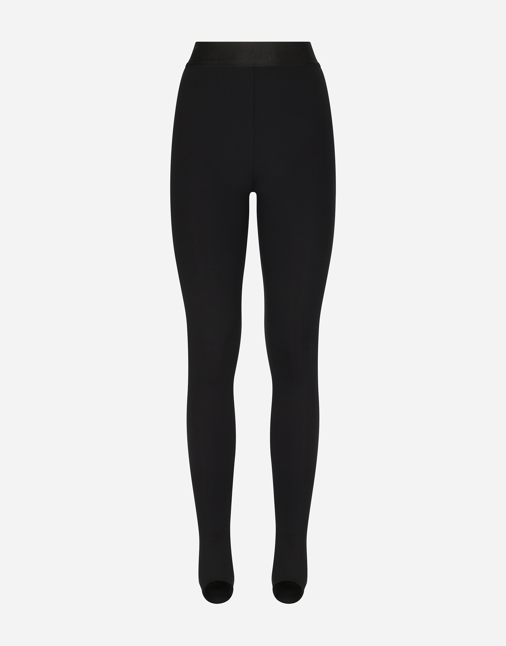 Dolce & Gabbana Technical Jersey Leggings With Branded Elastic - Woman Pants And Shorts Black Fabric