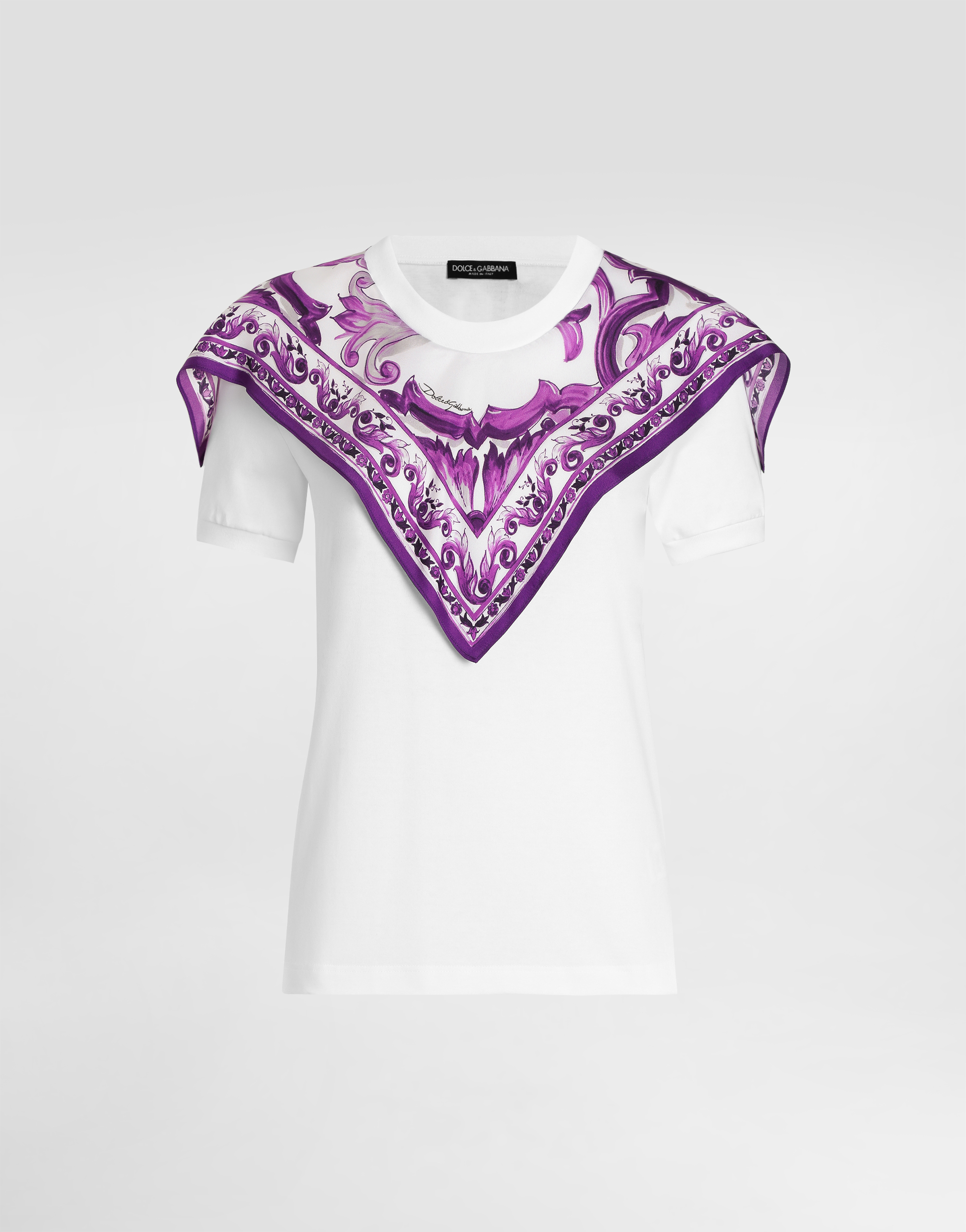 T-shirt with silk foulard