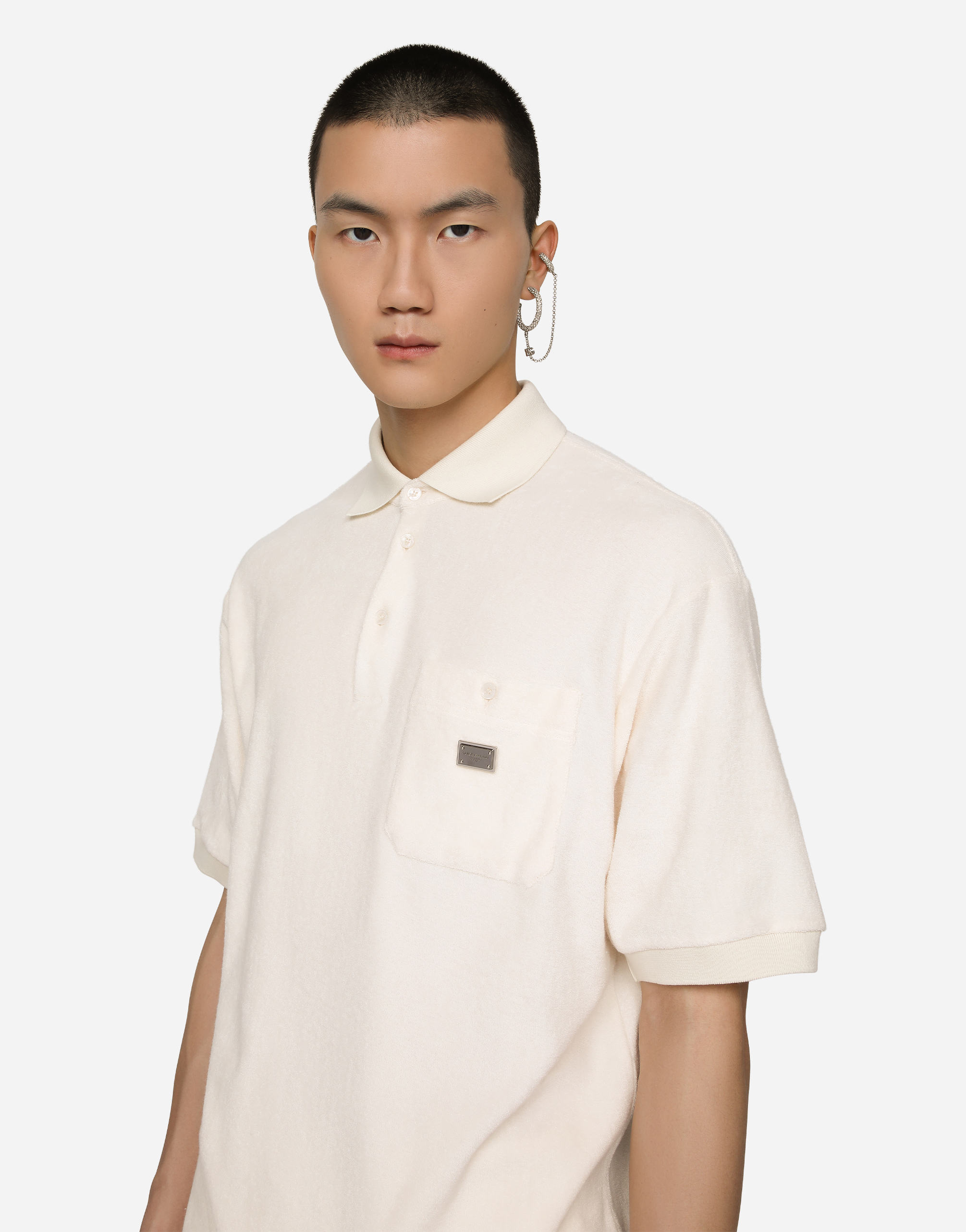 DOLCE & GABBANA SINGLE EARRING WITH RHINESTONES AND CHAIN EAR CUFF