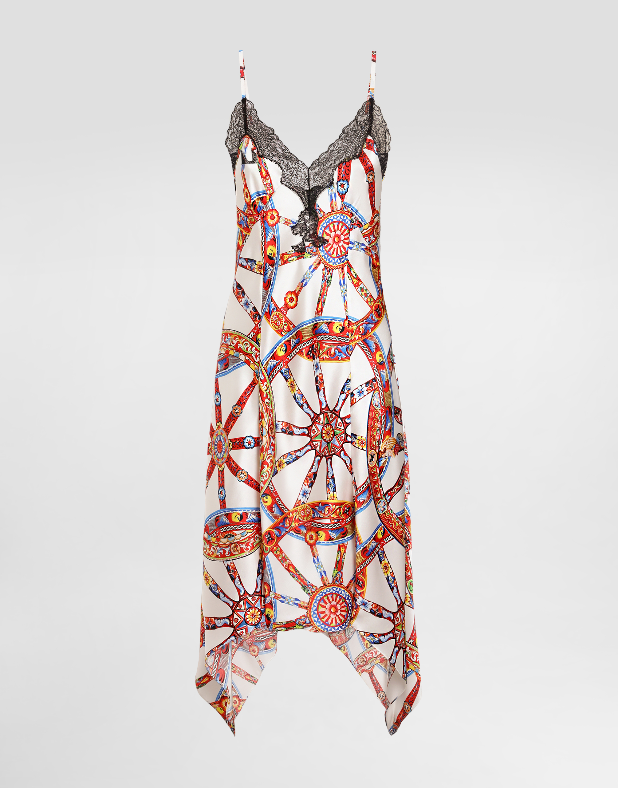 Multicolorのウィメンズ Silk satin dress with carretto-print