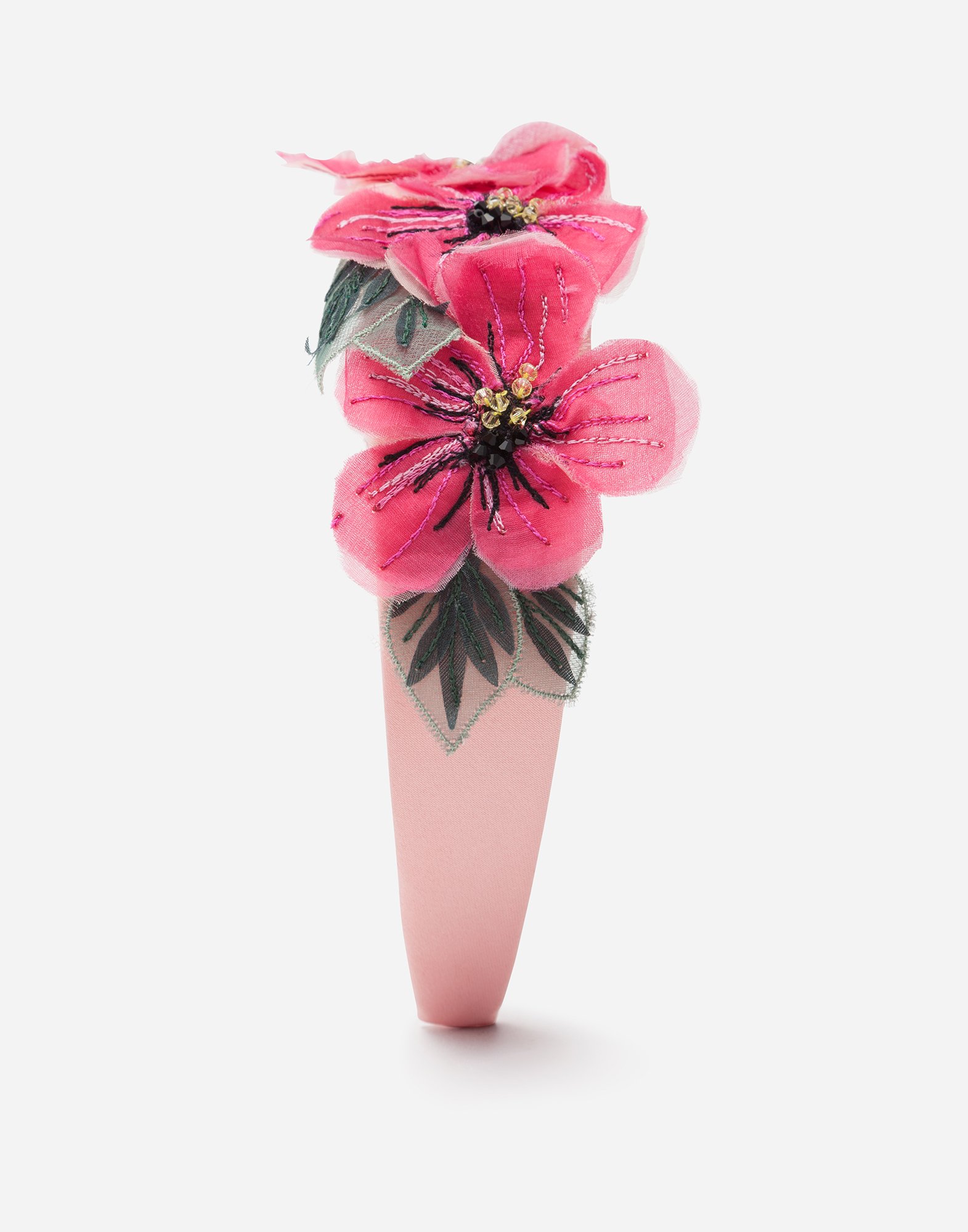 Shop Dolce & Gabbana Headband With Floral Chiffon Application In Multi-colored