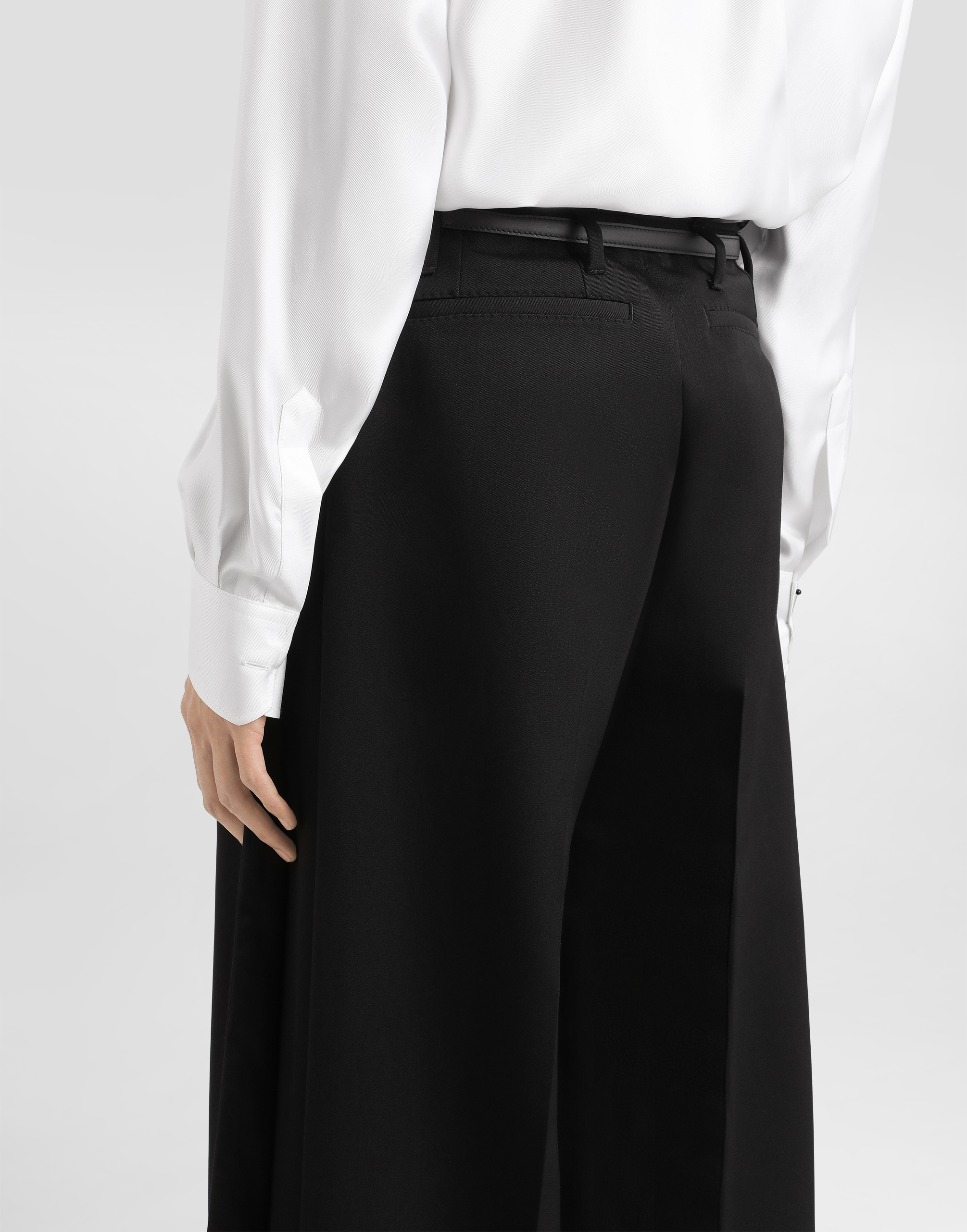 Dolce & Gabbana Wool Gabardine Trousers In Black