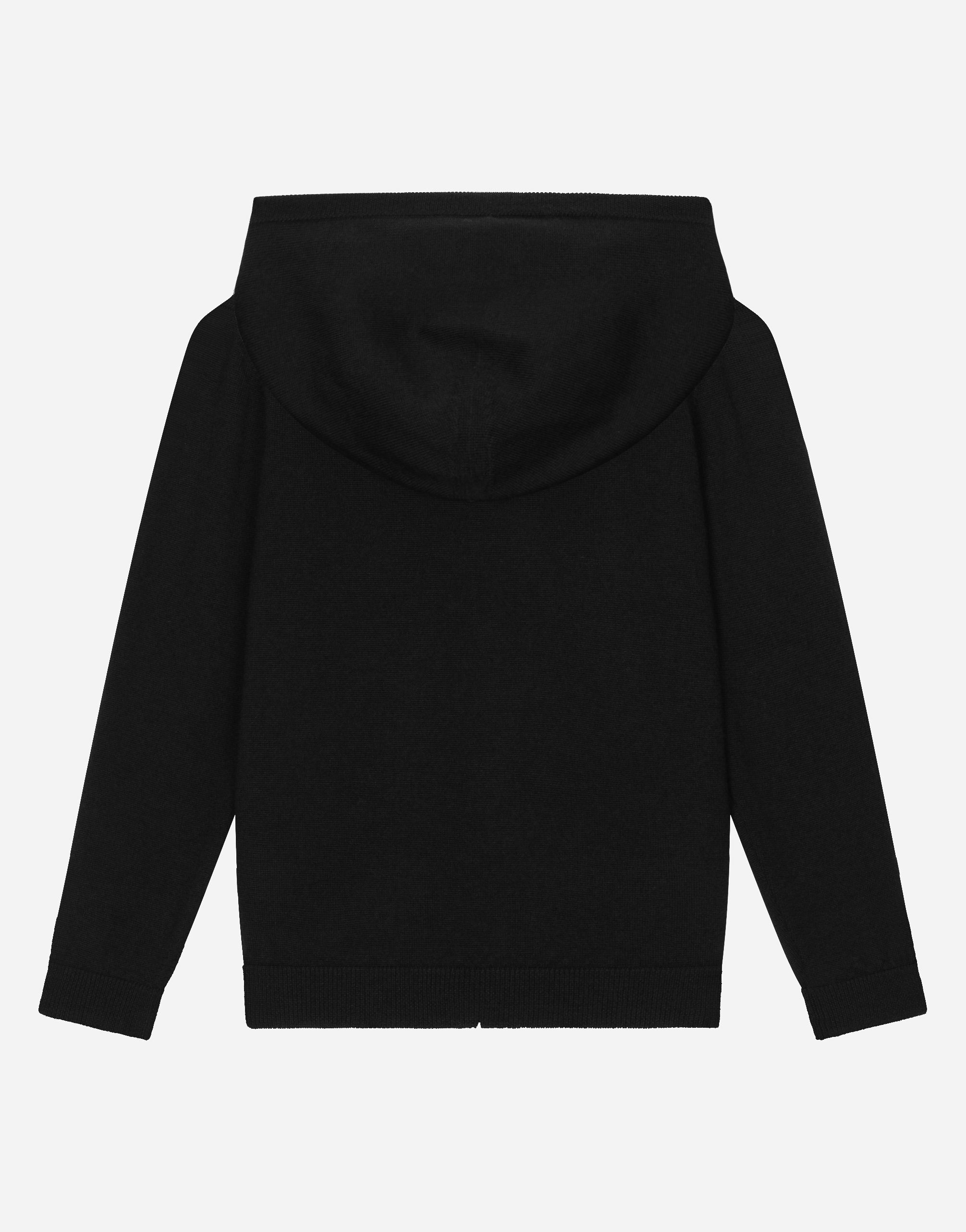  Dolce & Gabbana Cardigan Mit Reißverschluss Und Kapuze Aus Glattstrick Mit Logoplakette - Mann Strickwaren Blau Wolle 10 Years 