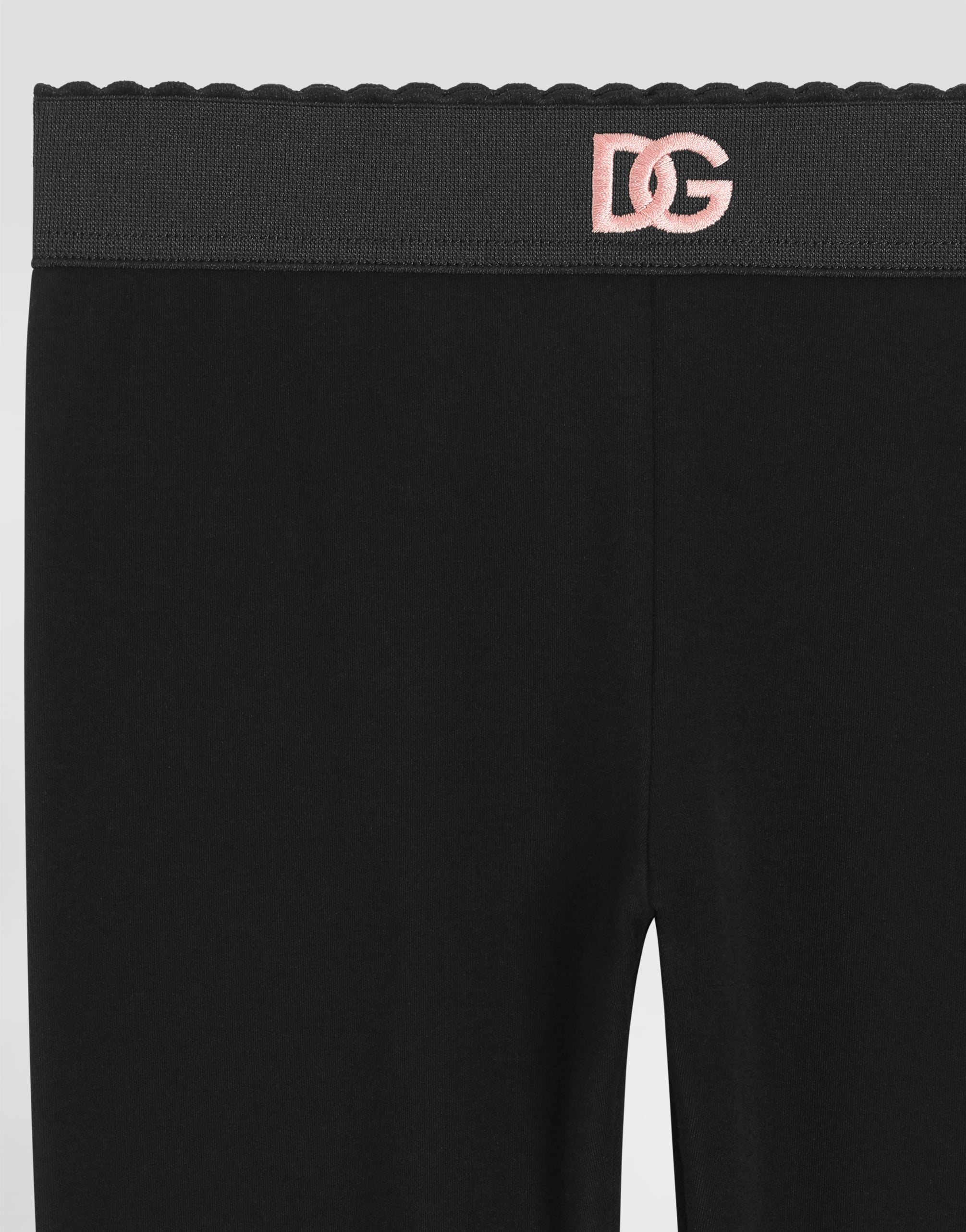  Dolce & Gabbana Interlock Leggings With Dg Logo Embroidery - Woman Trousers And Skirts Black 10 Years 