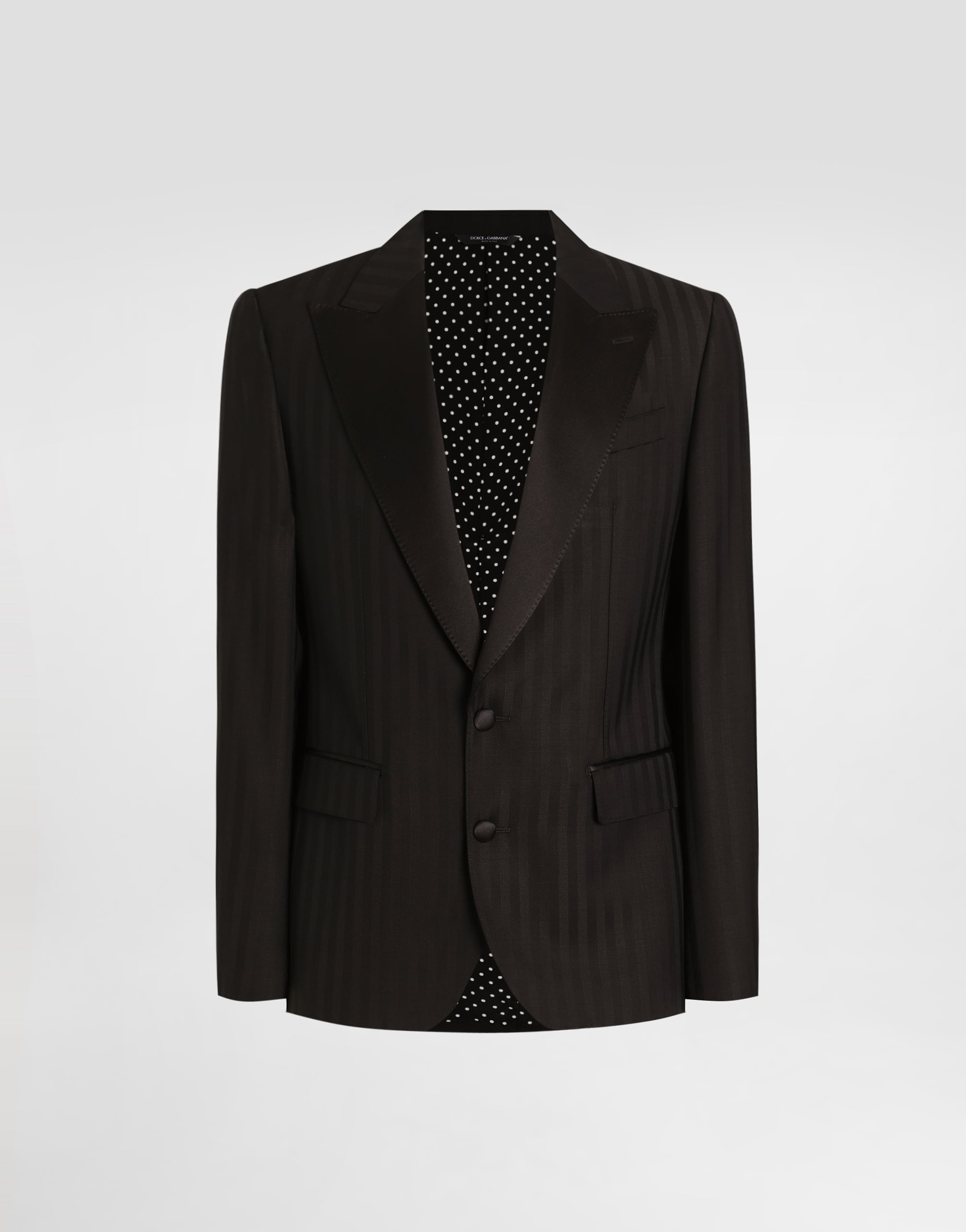 Pekin wool jacquard single-breasted sicilia light jacket in Black