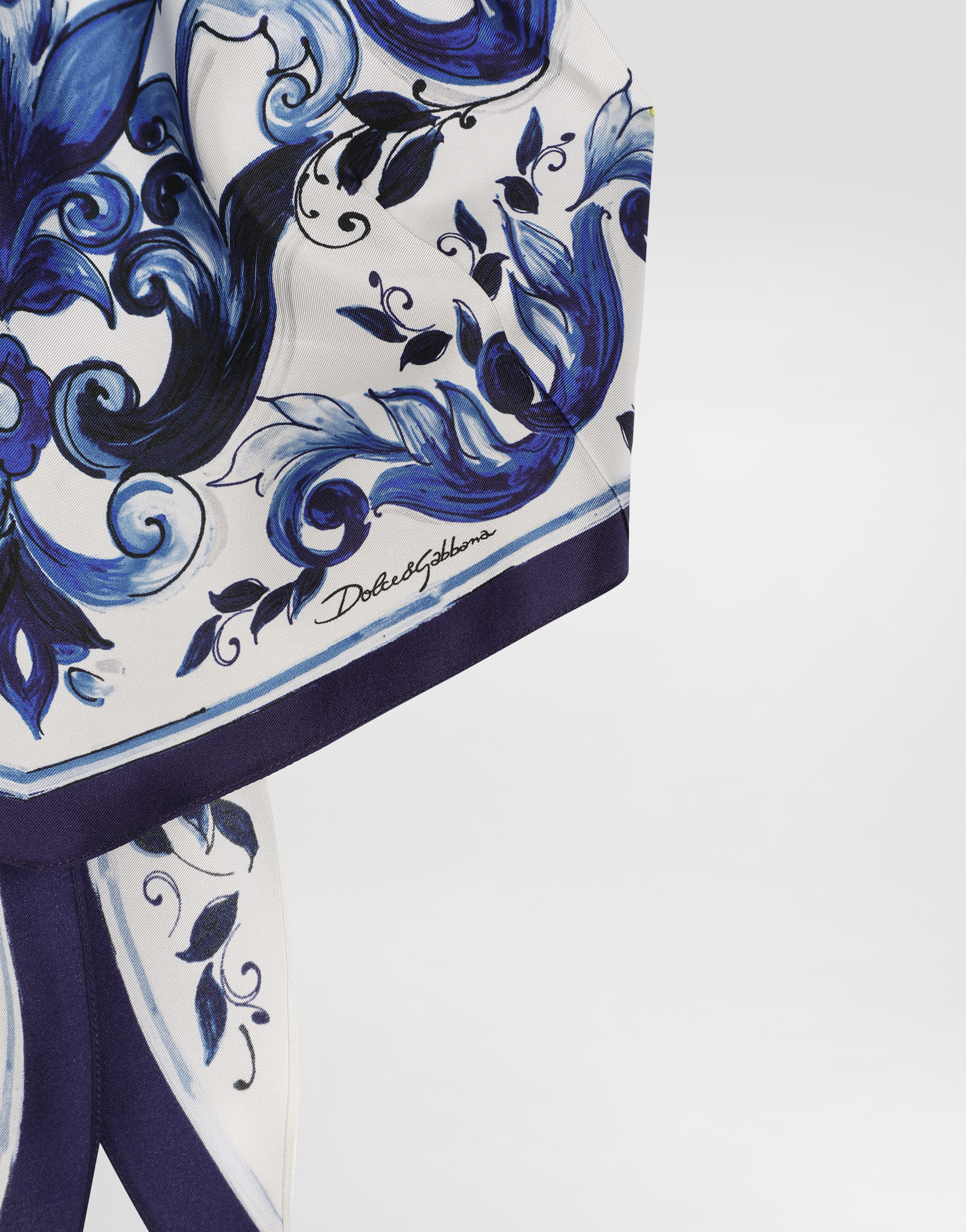 Majolica-print silk top