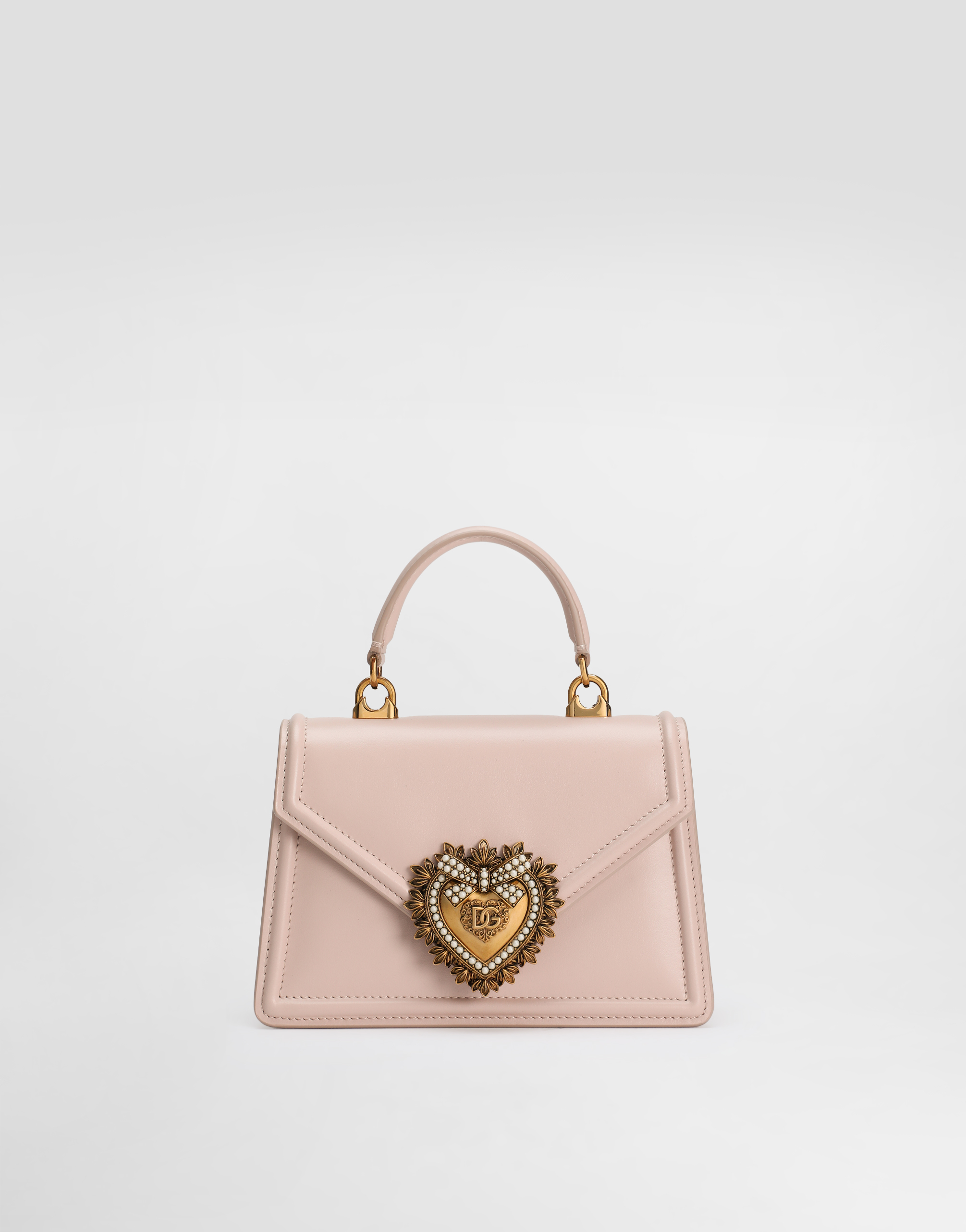 Dolce & Gabbana Small Smooth Calfskin Devotion Bag - Woman Shoulder And Crossbody Bags Blush Leather Onesize