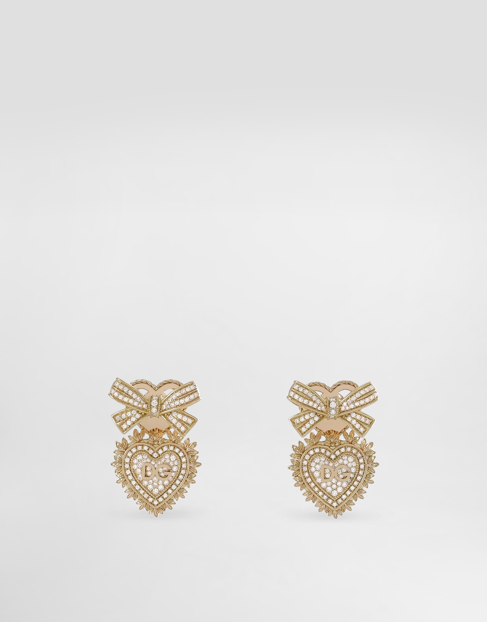 Dolce & Gabbana Devotion Earrings In 18kt Yellow Gold With Diamonds - Woman Earrings Gold Onesize