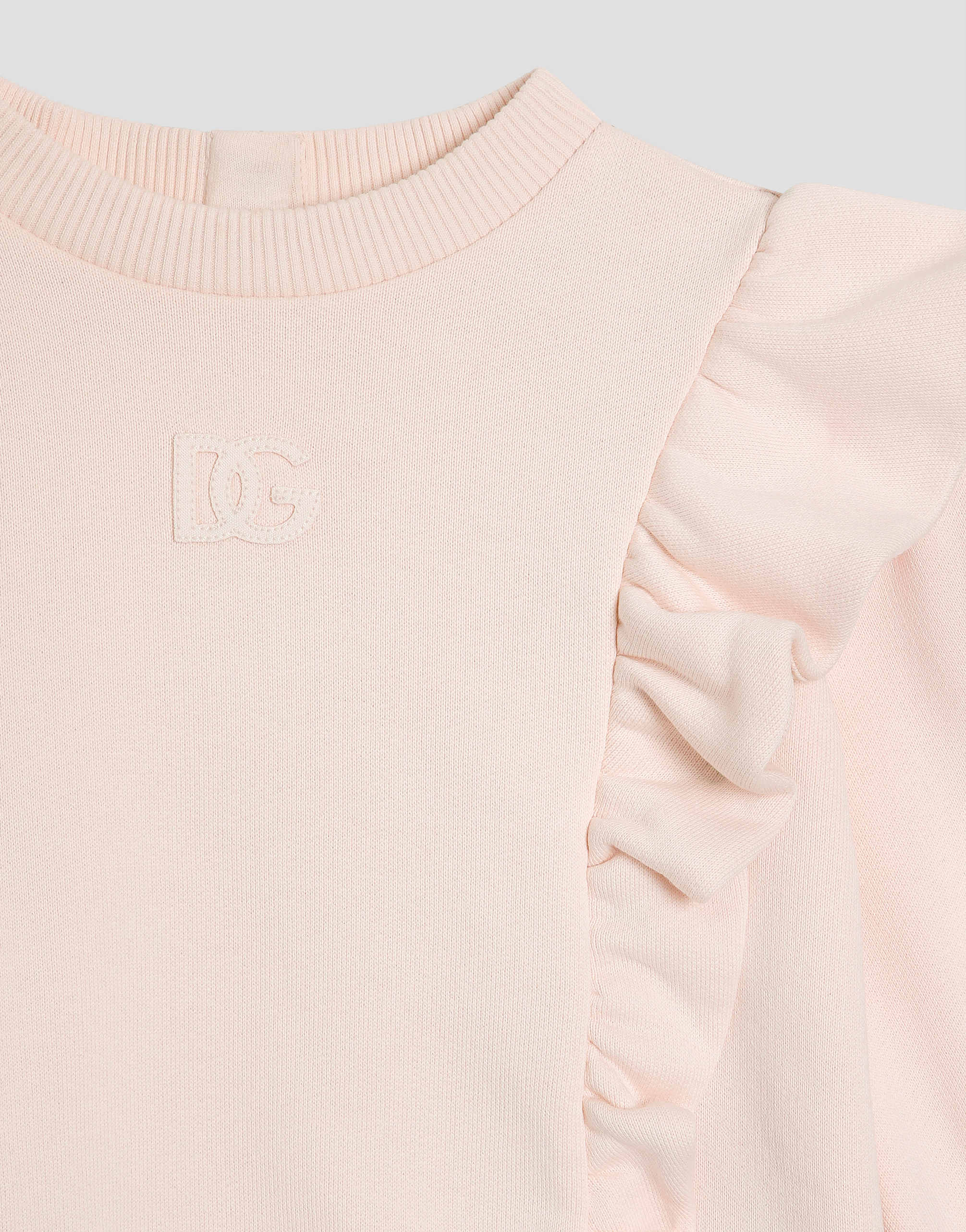  Dolce & Gabbana Fleece Sweatshirt With Lasered Dg Logo - Frau Tops Rosa 12/18 Months 