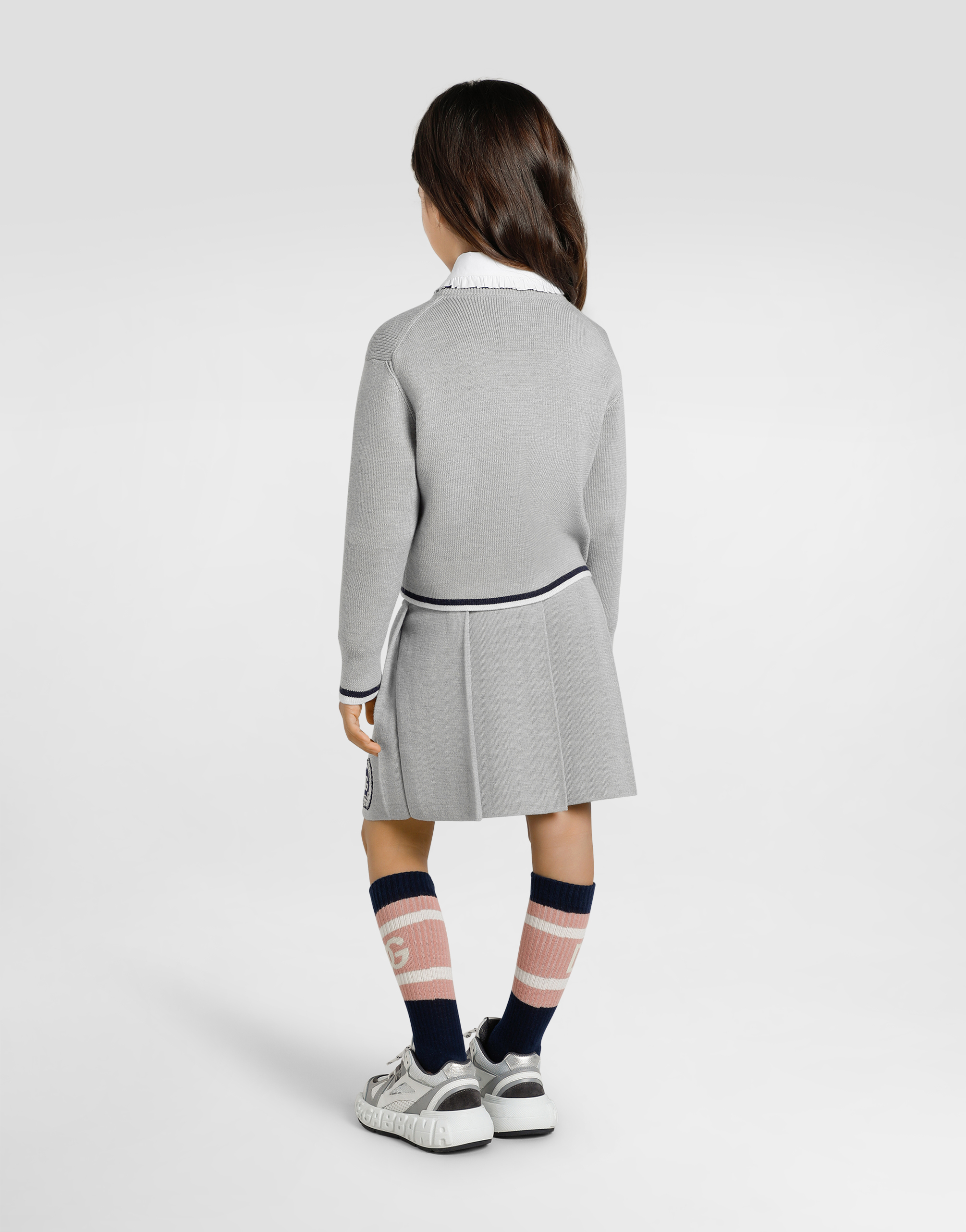 Dolce & Gabbana Solid Knit Sweater In Gray