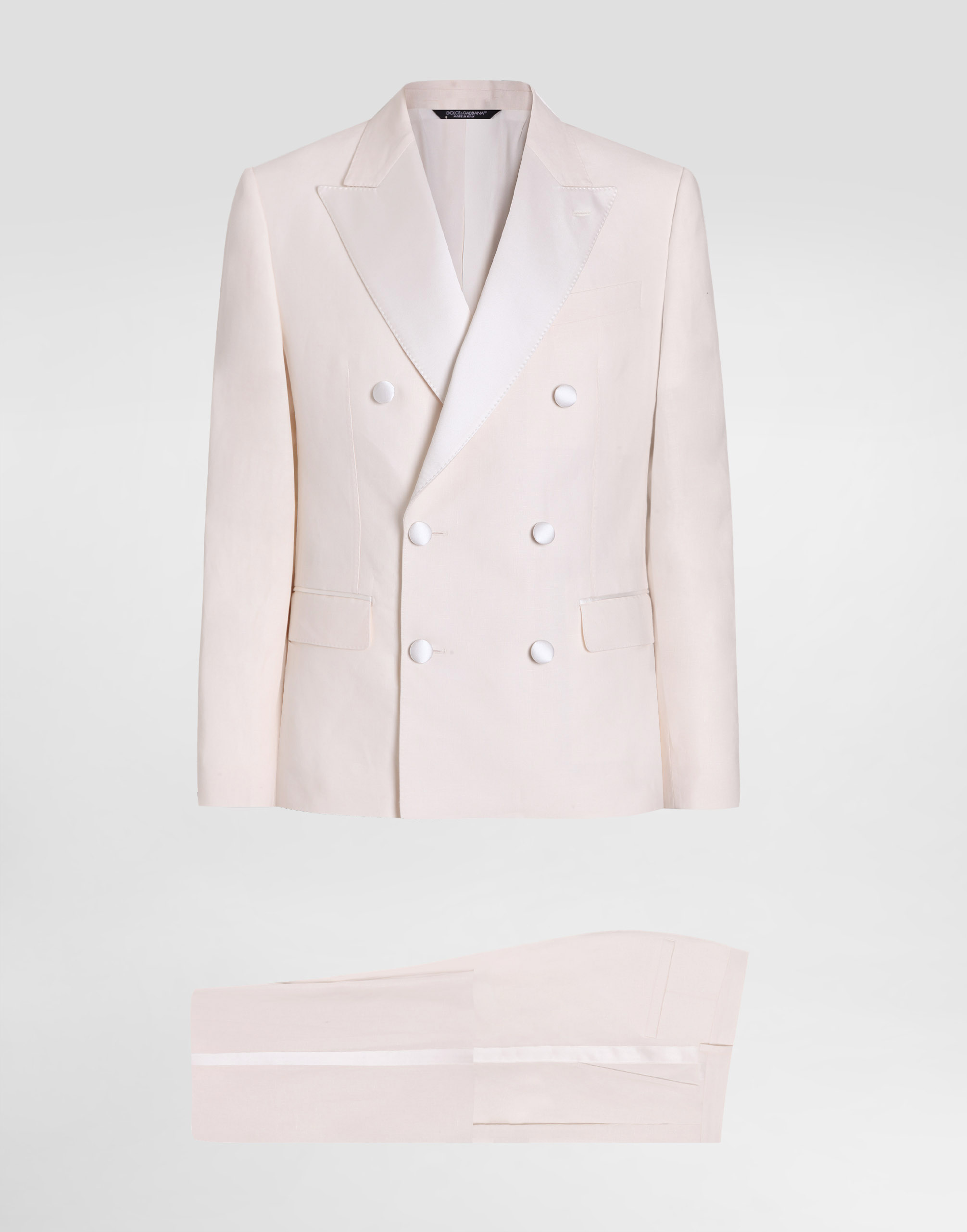 Double-breasted suit in linen canvas in White for Men | Dolce&Gabbana®