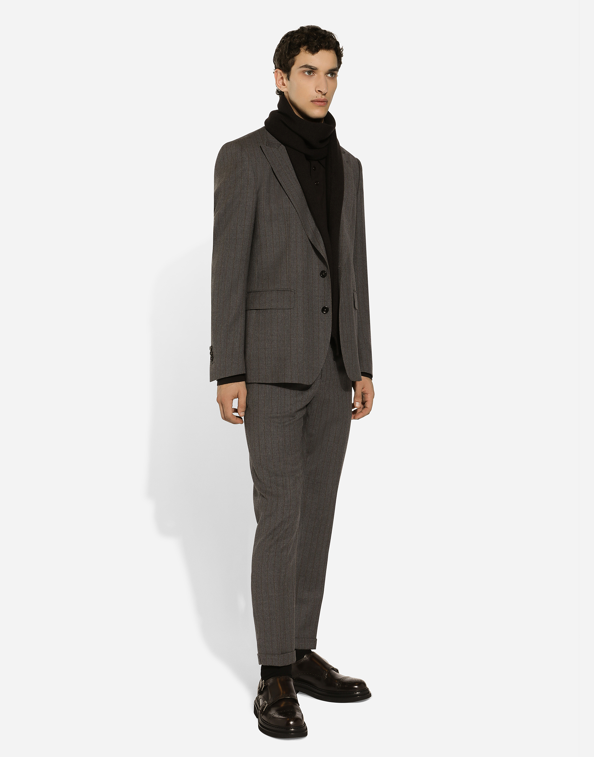 DOLCE & GABBANA SINGLE-BREASTED PINSTRIPE FLANNEL JACKET