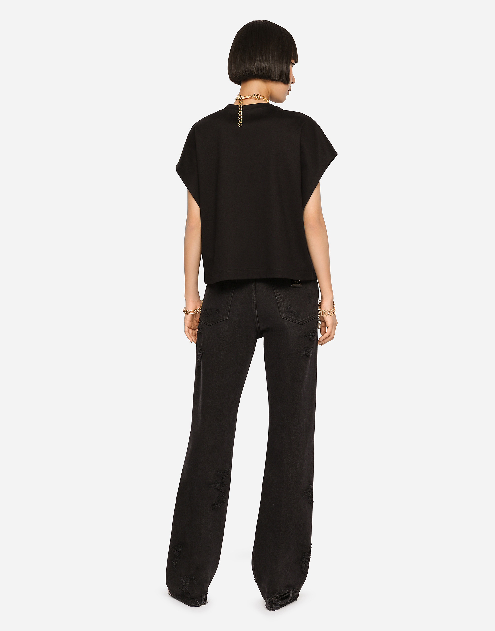 Dolce & Gabbana Flared Jeans With Ripped Details In Multicolor