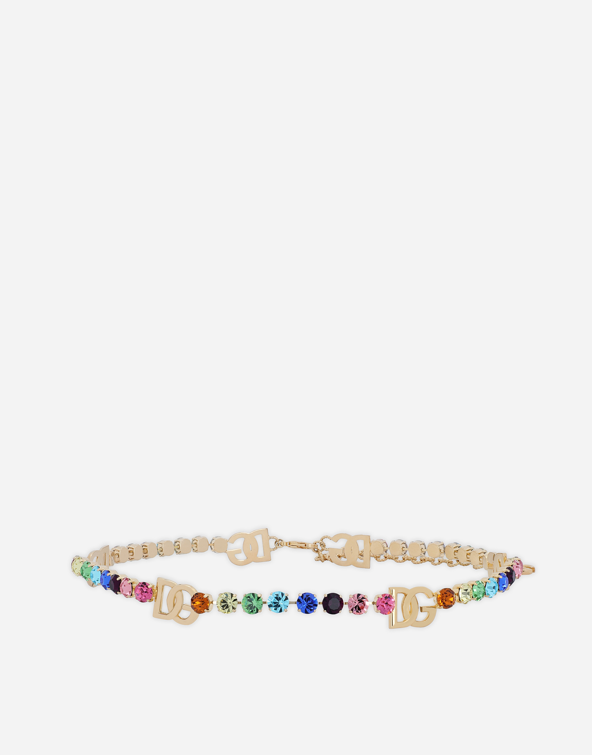 Dolce & Gabbana Belt With Colorful Rhinestones And Dg Logo - Woman Belts Multi-colored Metal S