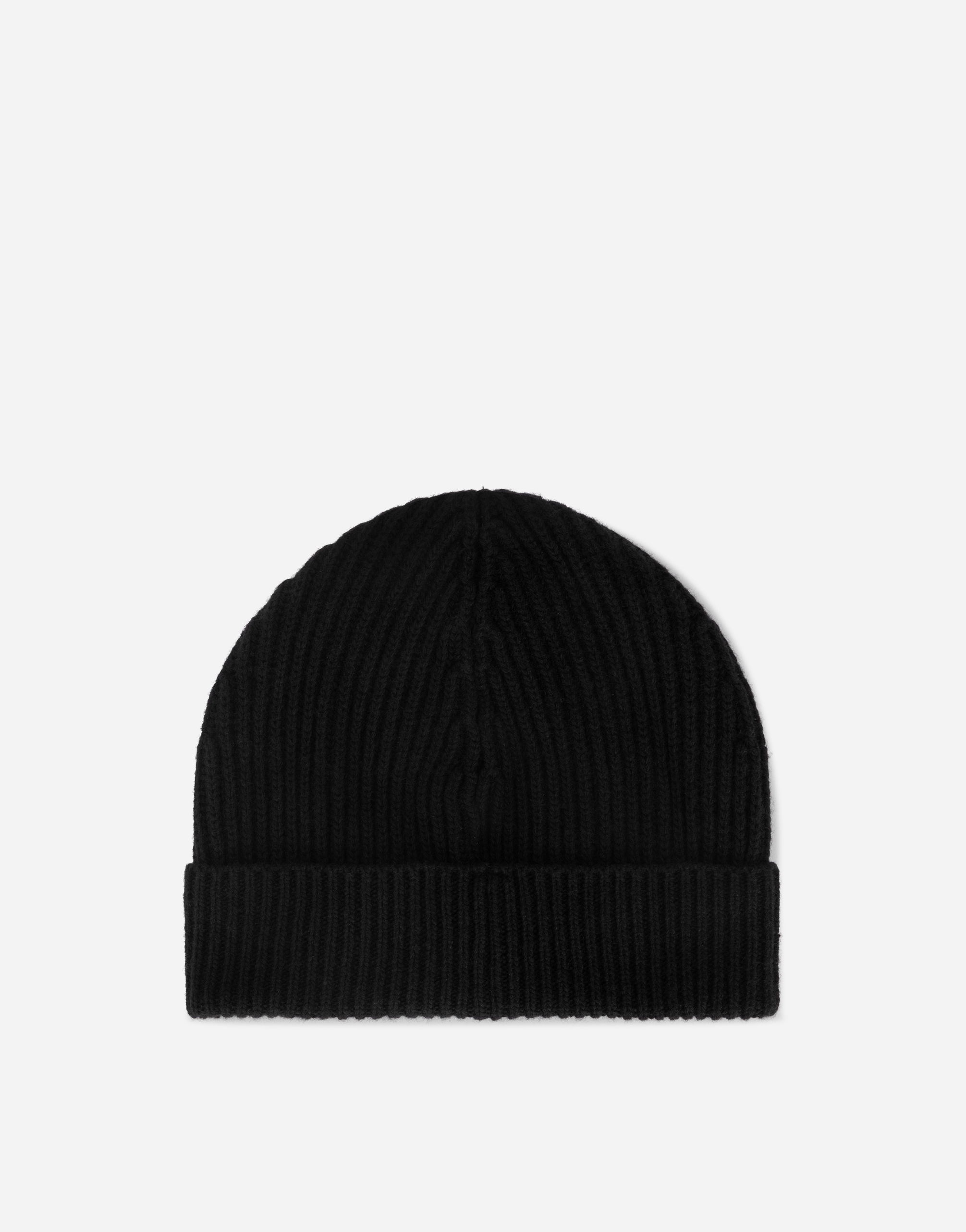 Shop Dolce & Gabbana Cashmere And Wool Hat With Branded Tag In Black