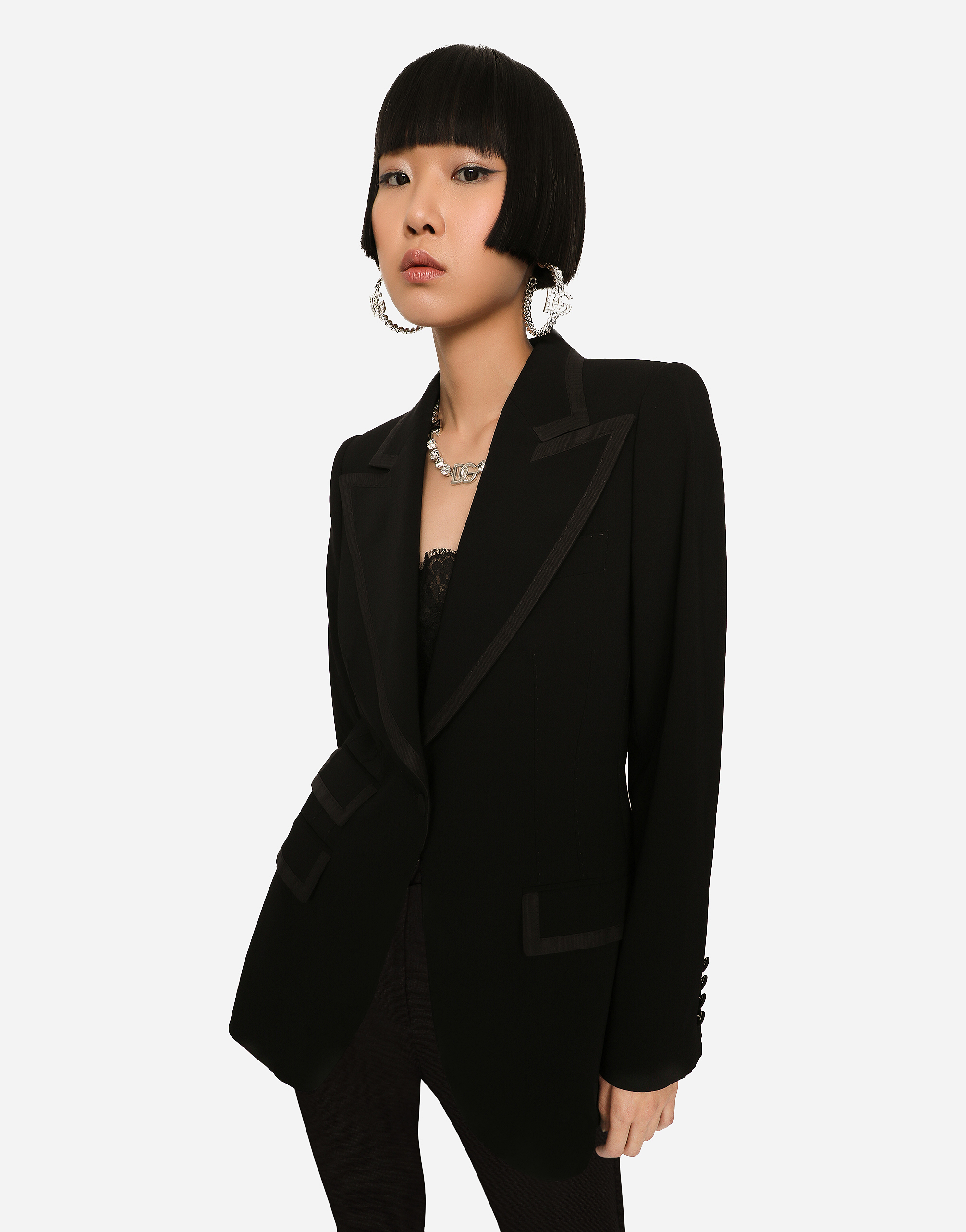 Dolce & Gabbana Single-breasted Twill Turlington Tuxedo Jacket In Black