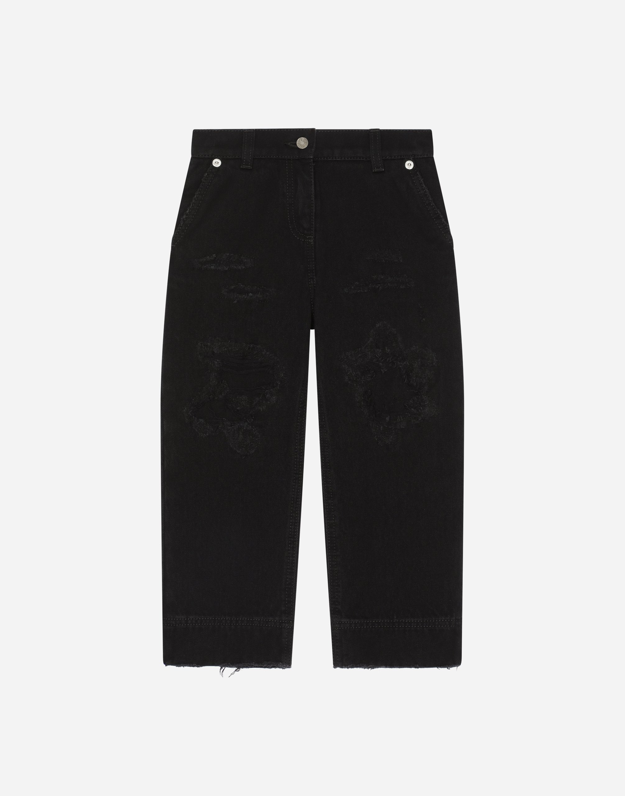 Dolce & Gabbana Kids' Denim Jeans With Abrasions In Black