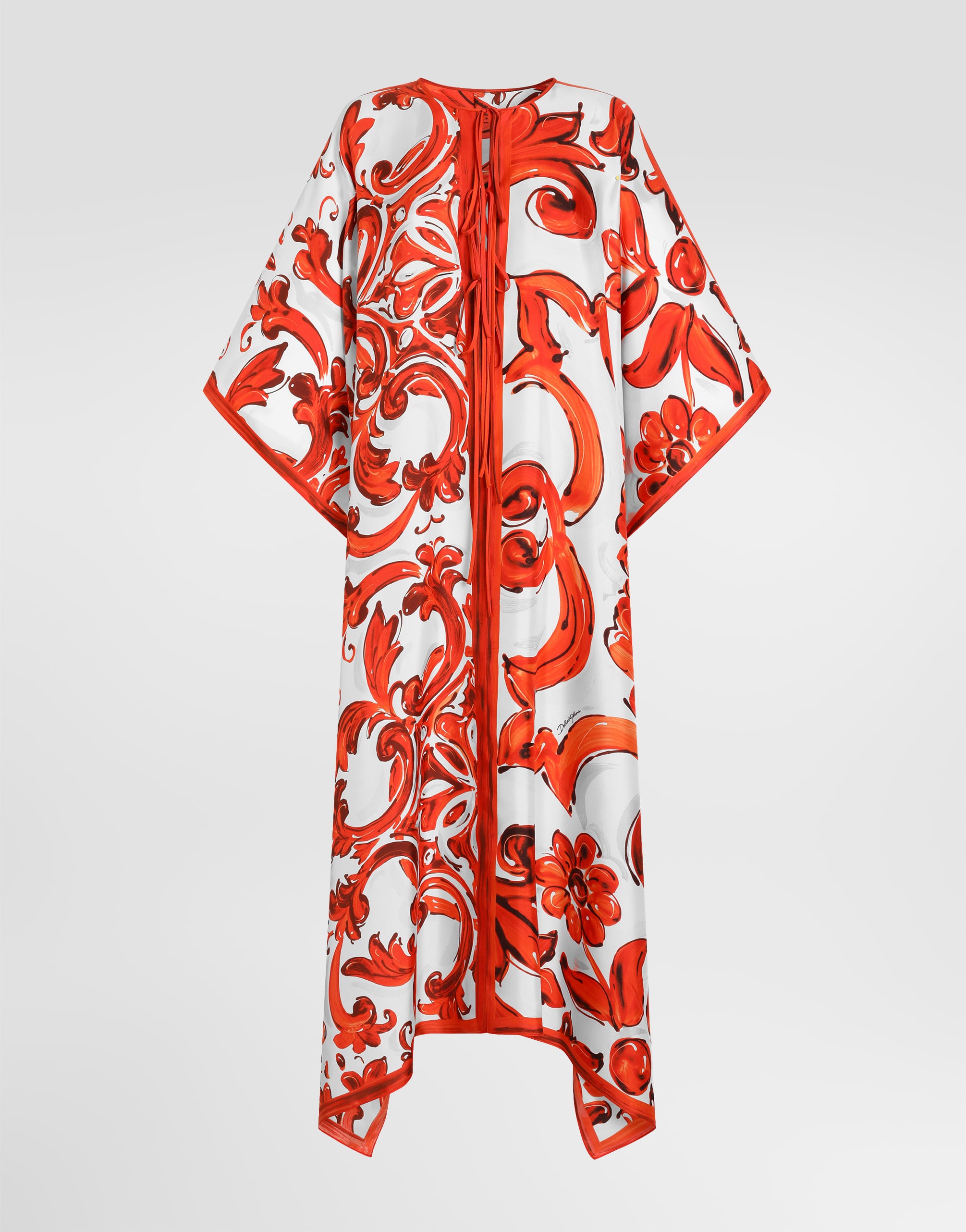 Majolica-print twill kaftan dress in Multicolor for Women