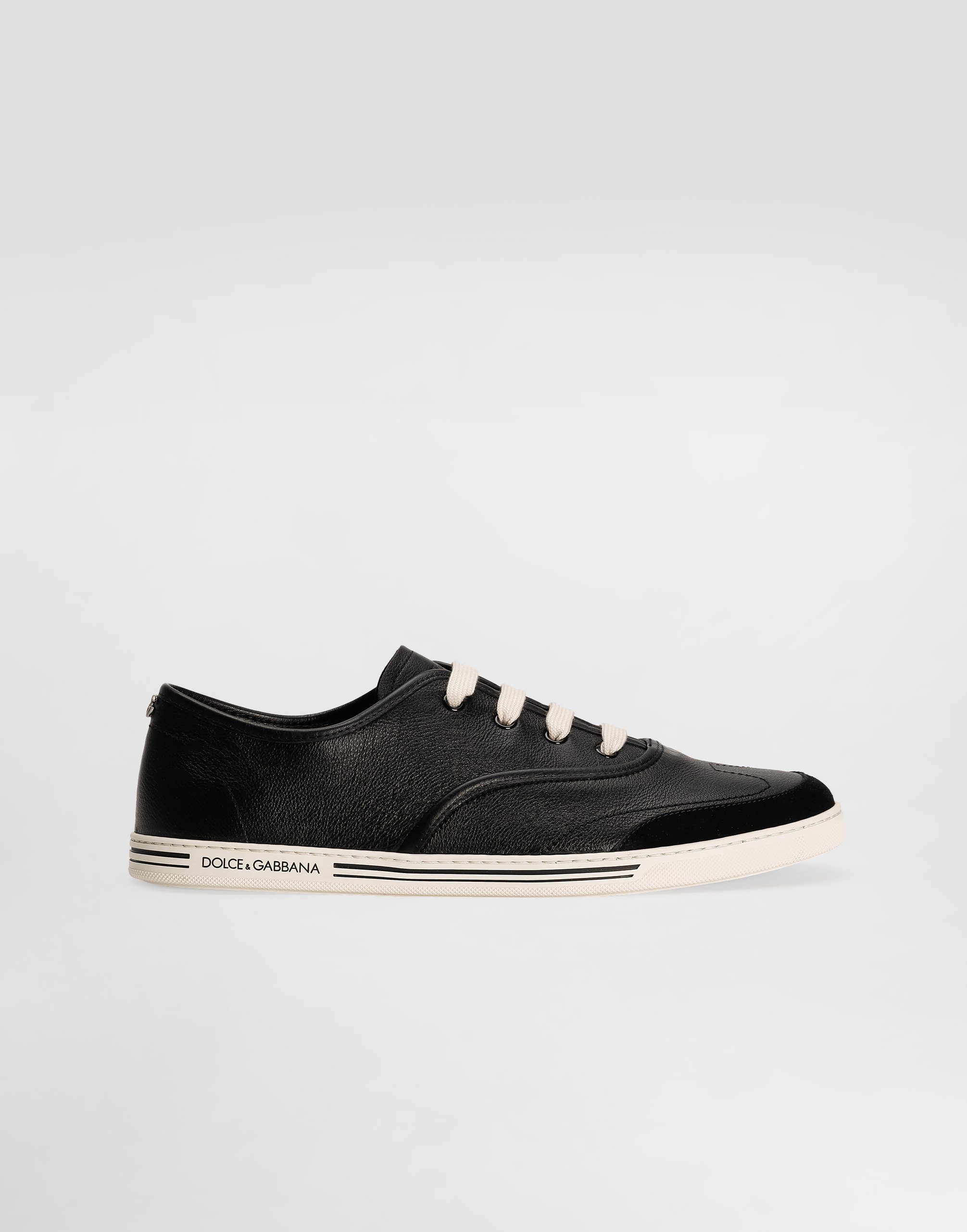 Dolce & Gabbana Saint Tropez Calfskin Sneakers In Black