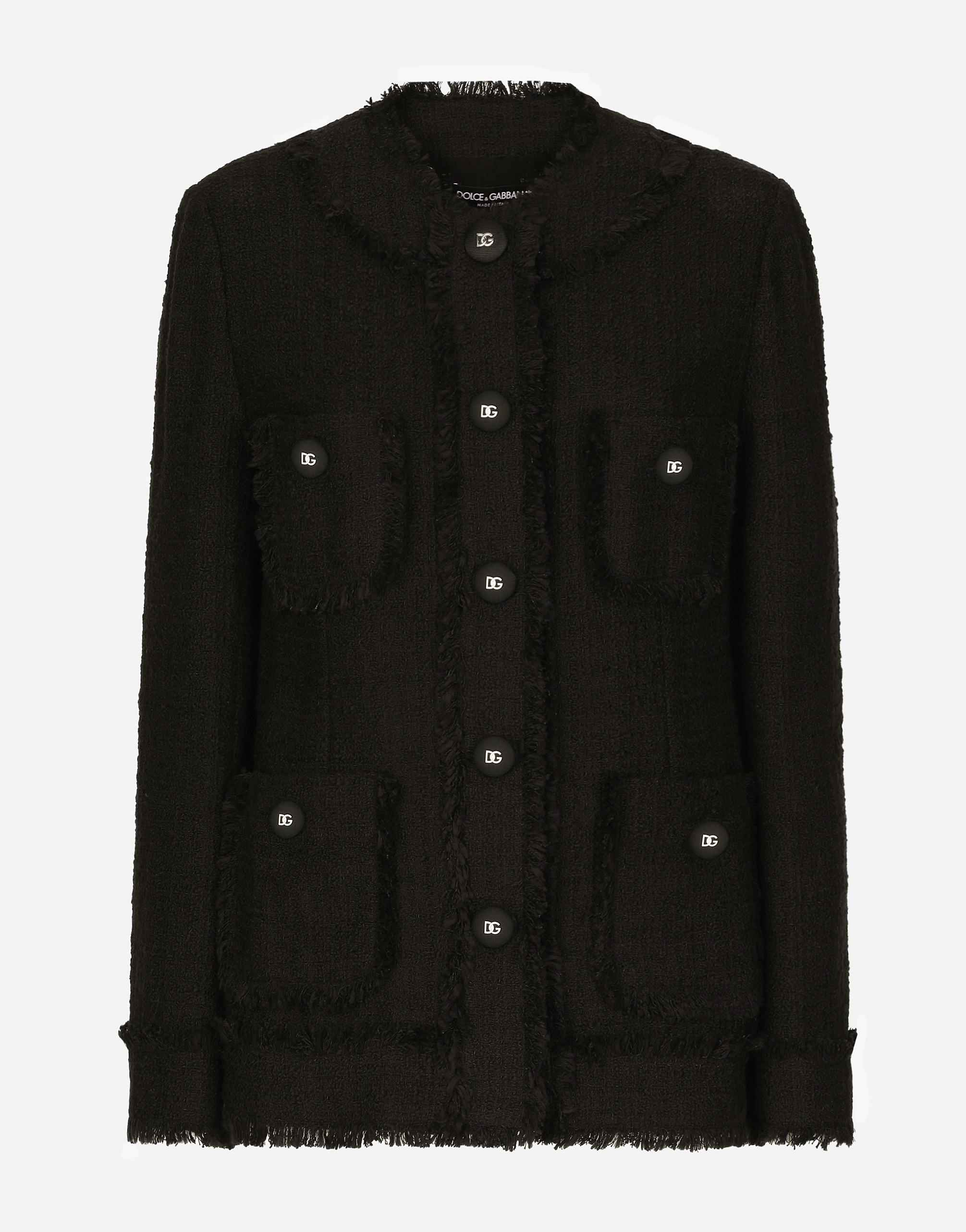 Dolce & Gabbana Single-breasted Tweed Jacket - Woman Blazers Black