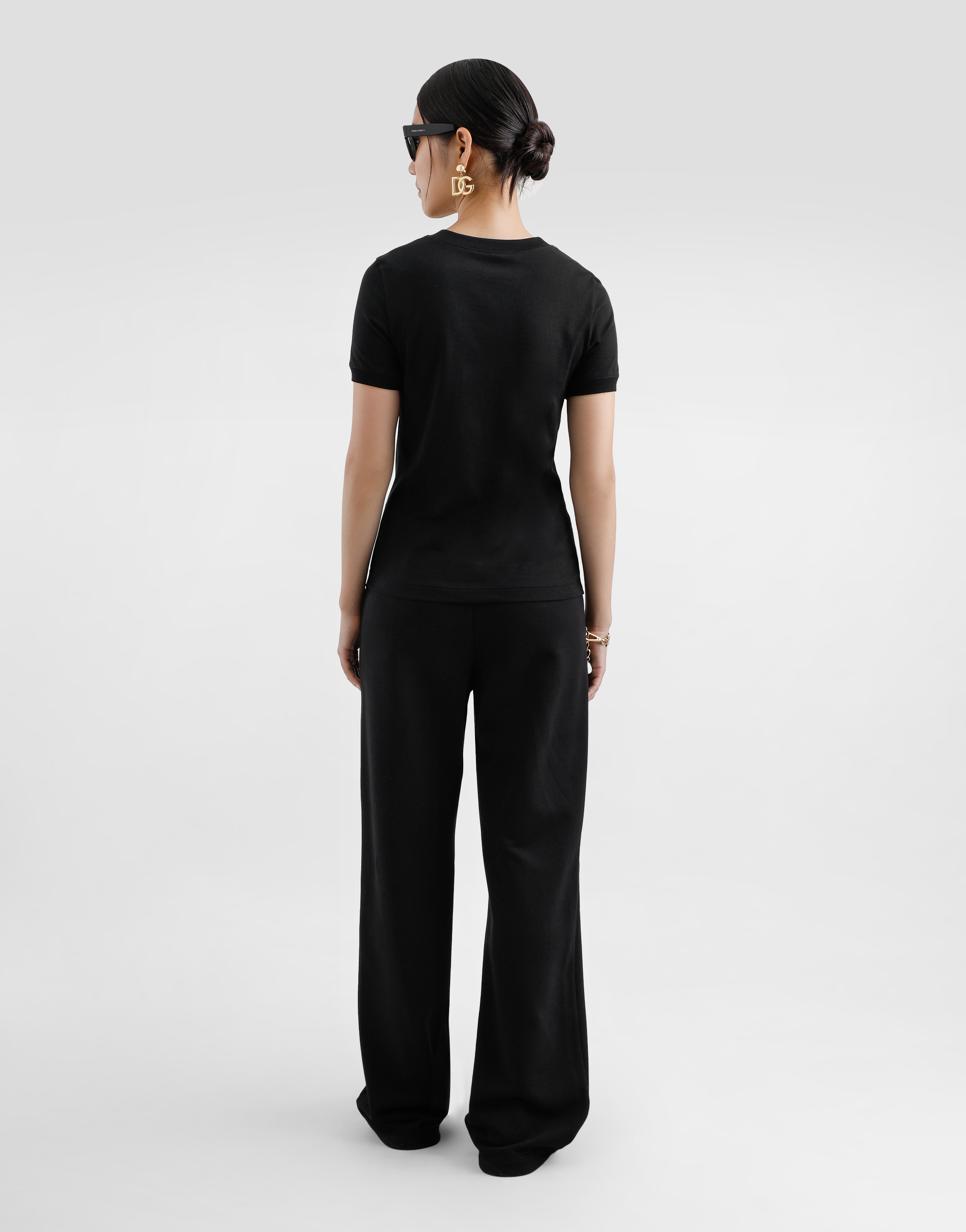 Dolce & Gabbana Jersey T-shirt With Dg Logo Embroidery In Black