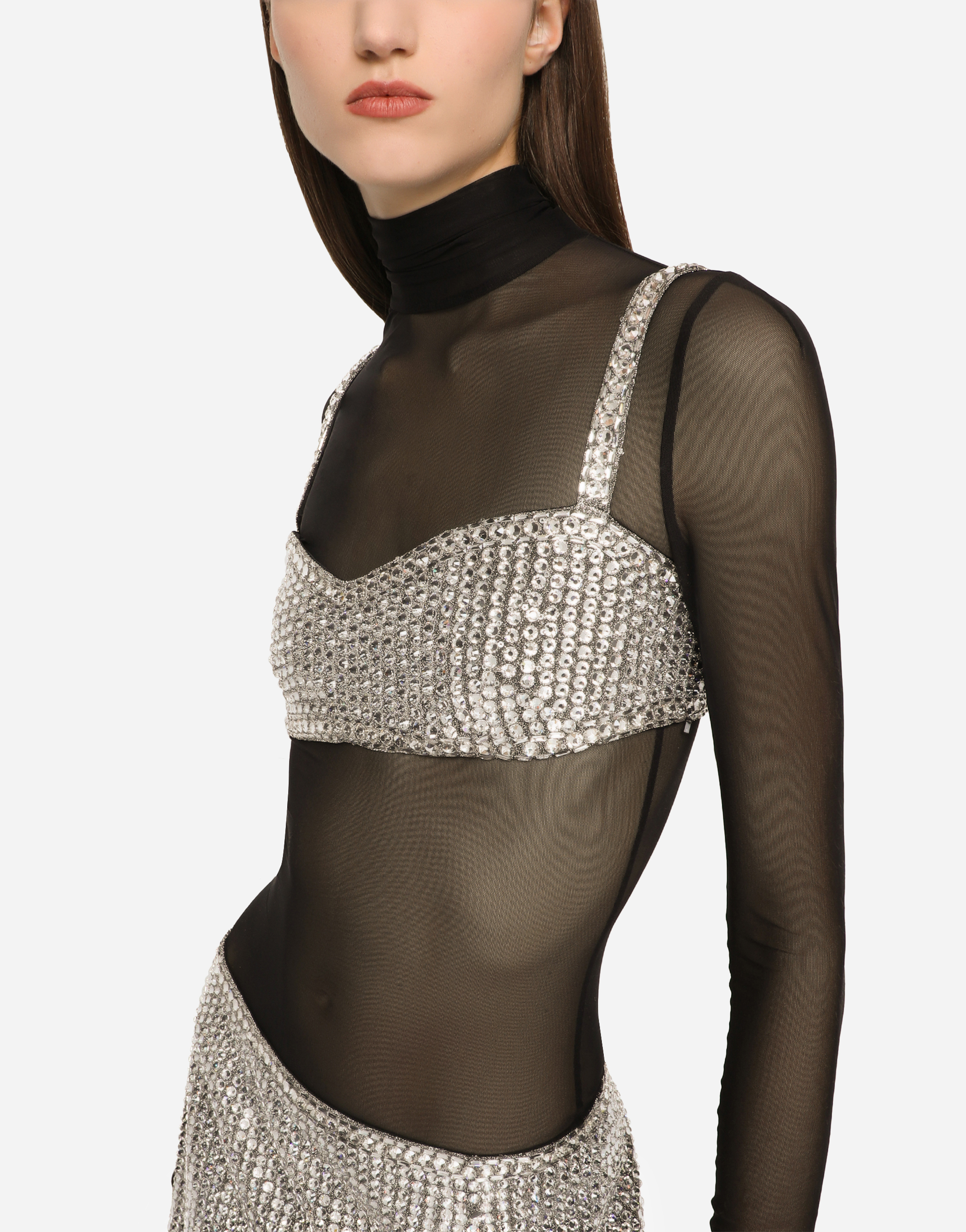 DOLCE & GABBANA KIM DOLCE&GABBANA CROP TOP WITH FUSIBLE RHINESTONES