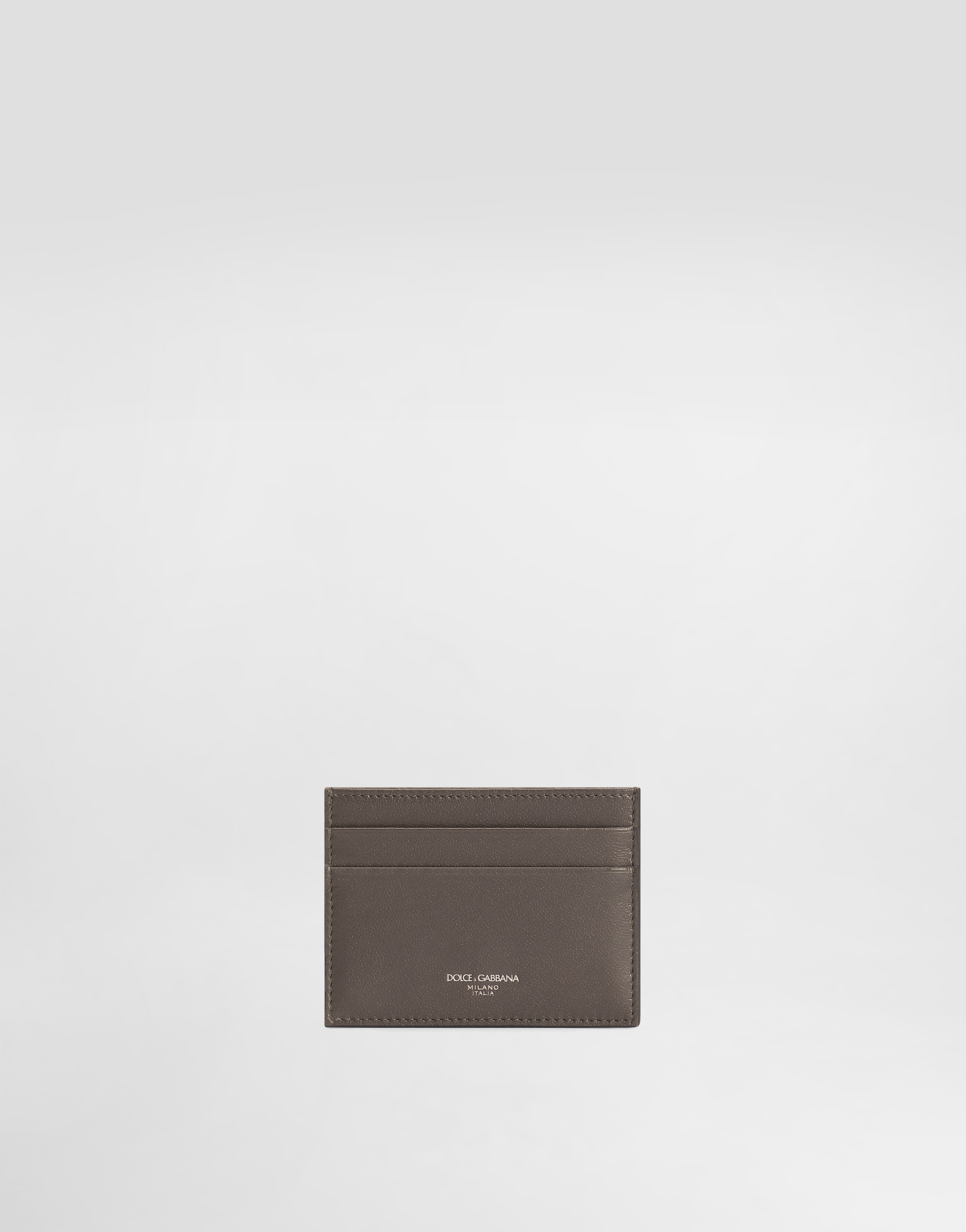 Dolce & Gabbana Calfskin Card Holder In Grey