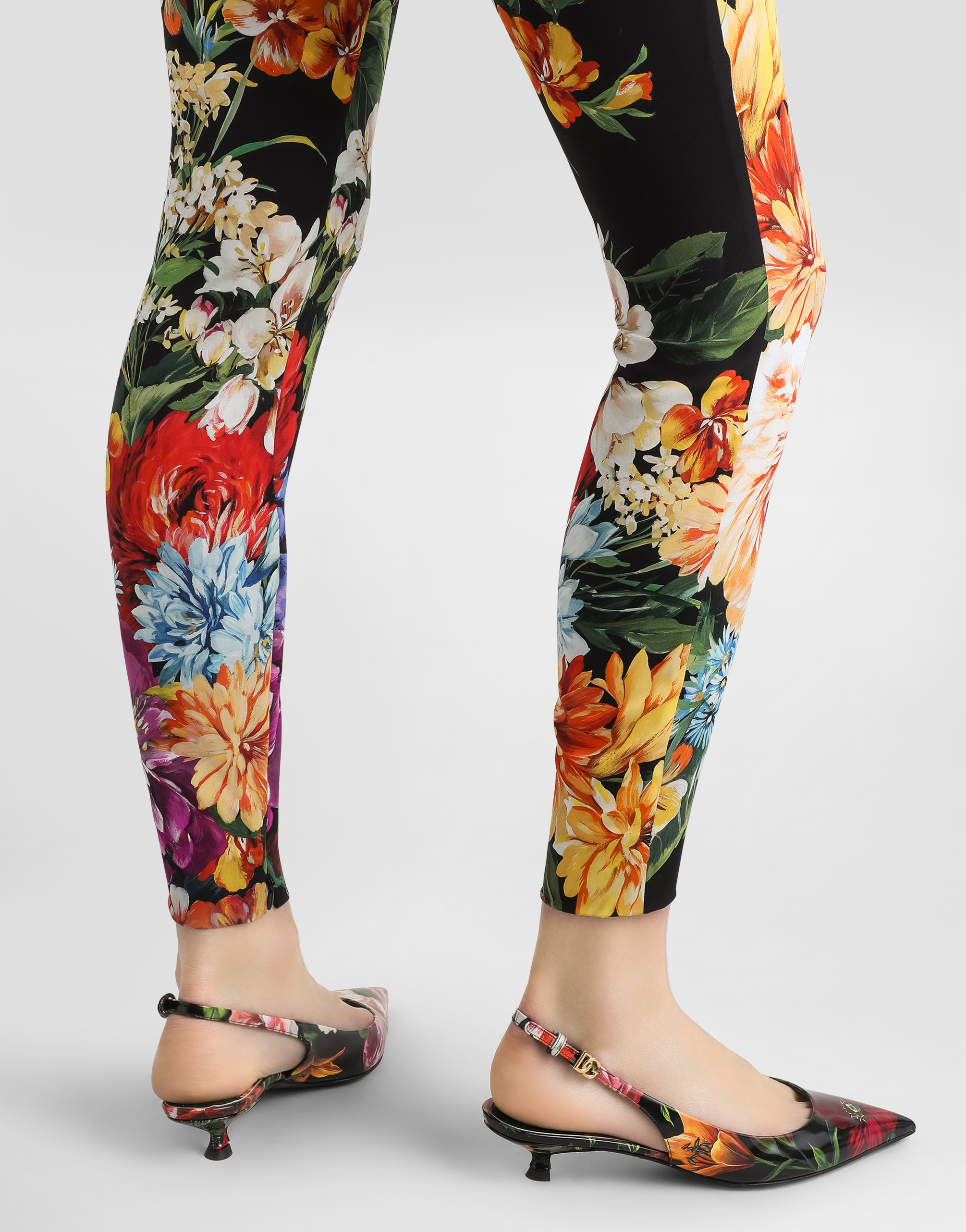Dolce & Gabbana Flower Bouquet-print Charmeuse Pants