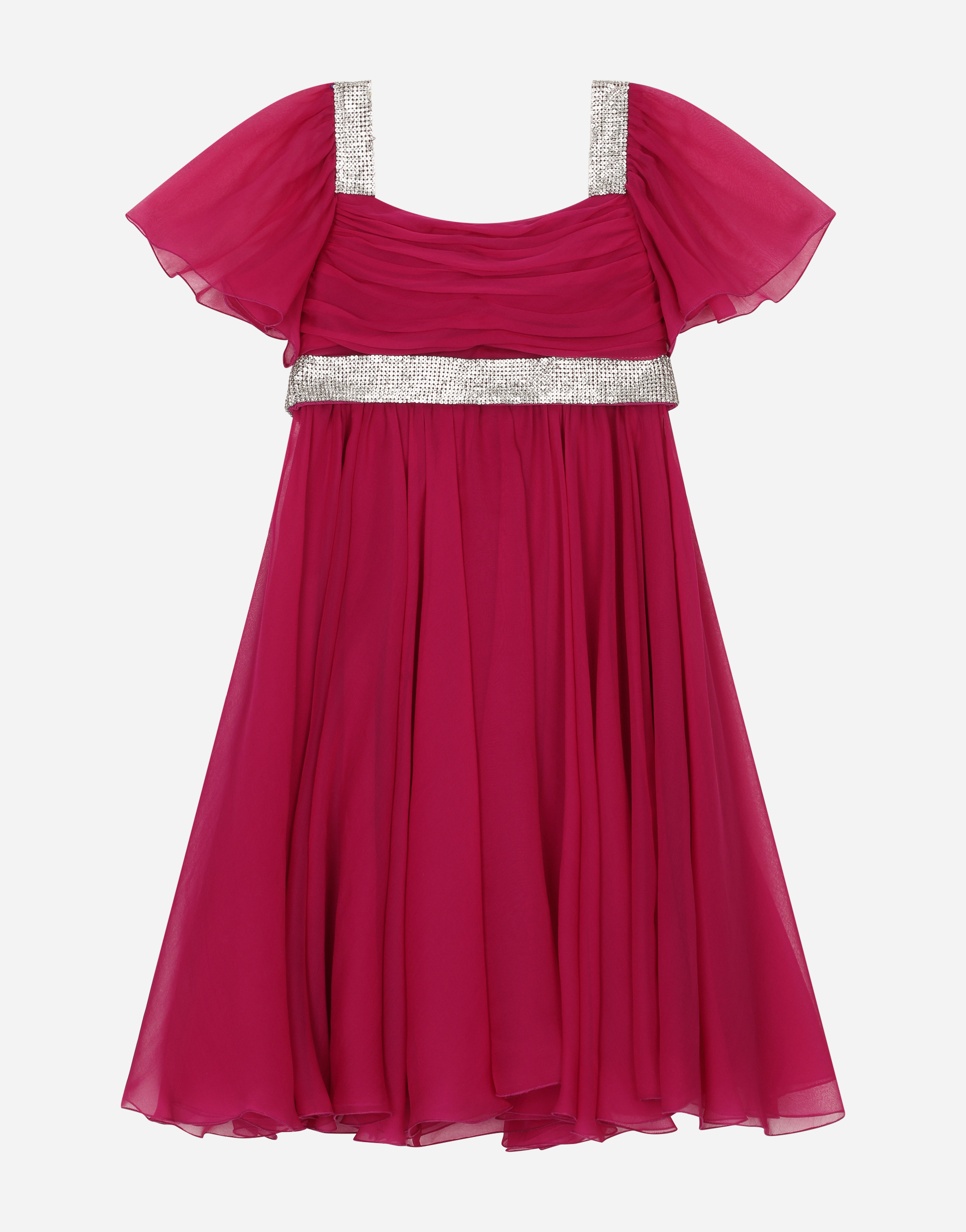 Dolce & Gabbana Short-sleeved Chiffon Dress In マルチカラー