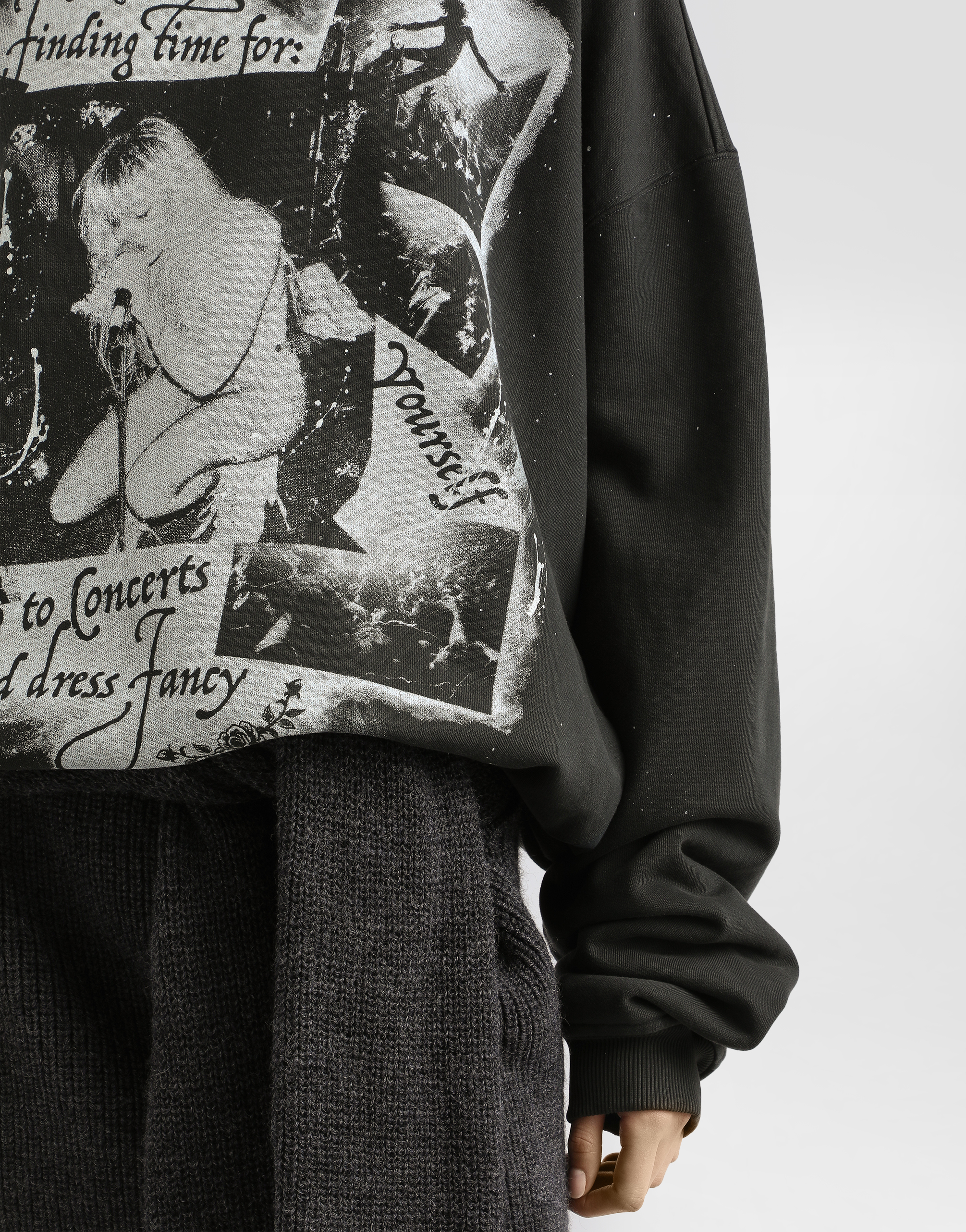 Cotton crew neck sweatshirt with print